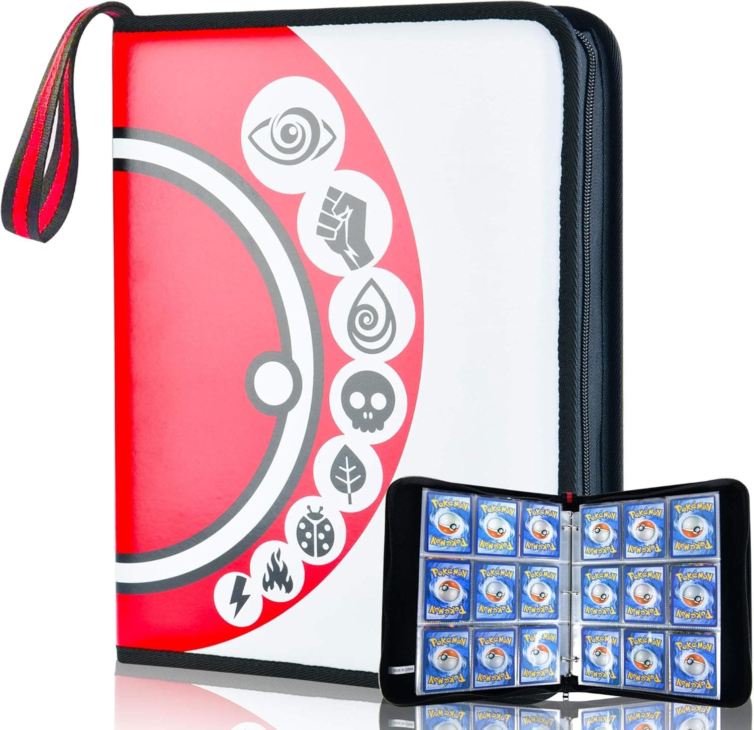 9-Pocket Trading Card Binder for Pokemon Card with 40 Removable Card Sleeves, Carrying Zipper Card Holder Binder Holds 720 Cards