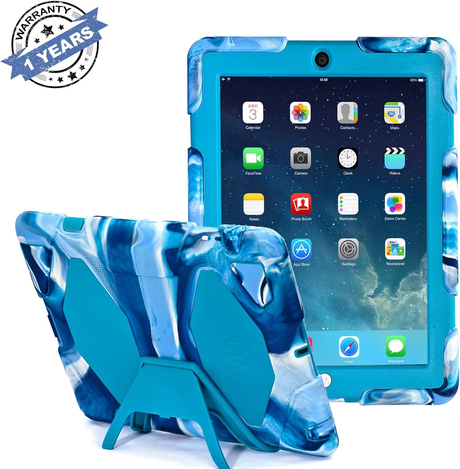 ipad 2/3/4 case,kidspr ipad caseNEWHOT Super Protect[shockproof] [rainproof] [sandproof] with Built-in Screen Protector for Apple iPad 2/3/4,2015 new style for ipad 2/3/4 (Camouflage blue)