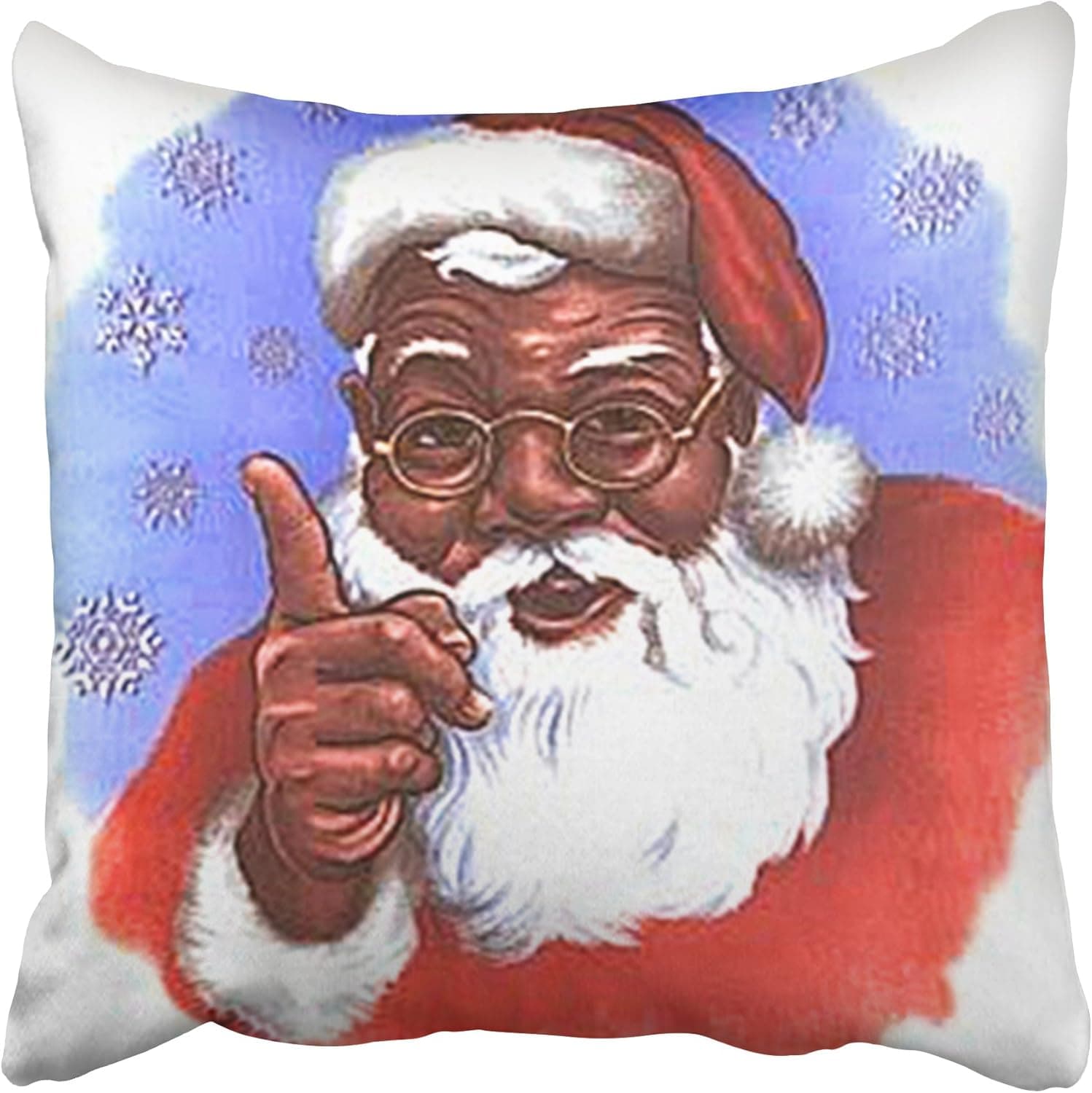 Tarolo Decorative African Black Santa Christmas Pillow Case Cushion Cover Size 18x18 inches Two Sided