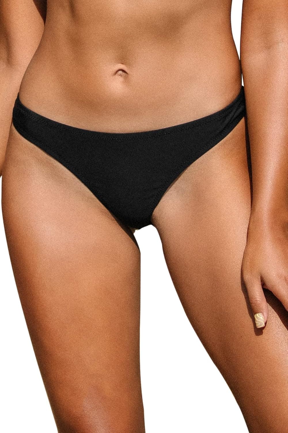 CUPSHE Women's Low Waisted Cheeky Hipster Solid Bikini Bottom
