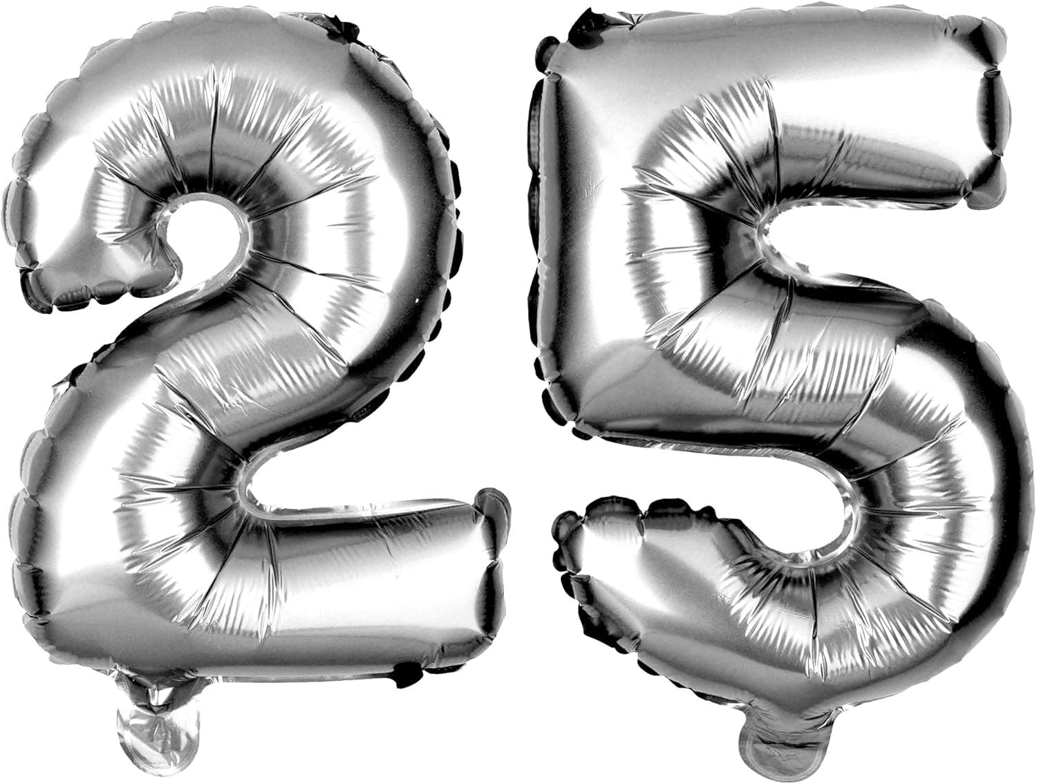 Ella Celebration 25 Party Balloons for 25th Birthday or Anniversary, Number Decorations Supplies (40 Inch, Silver)