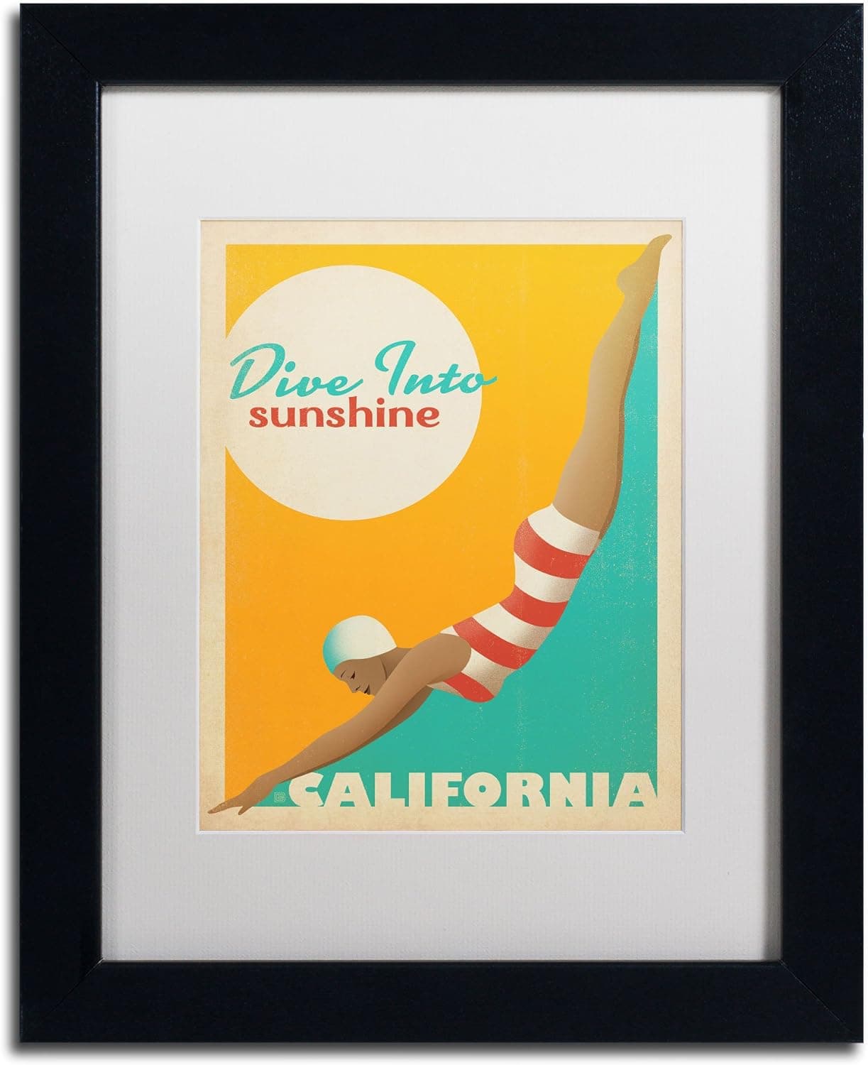 Dive into Sunshine Canvas Artwork by Anderson Design Group, 11 by 14-Inch, White Matte with Black Frame