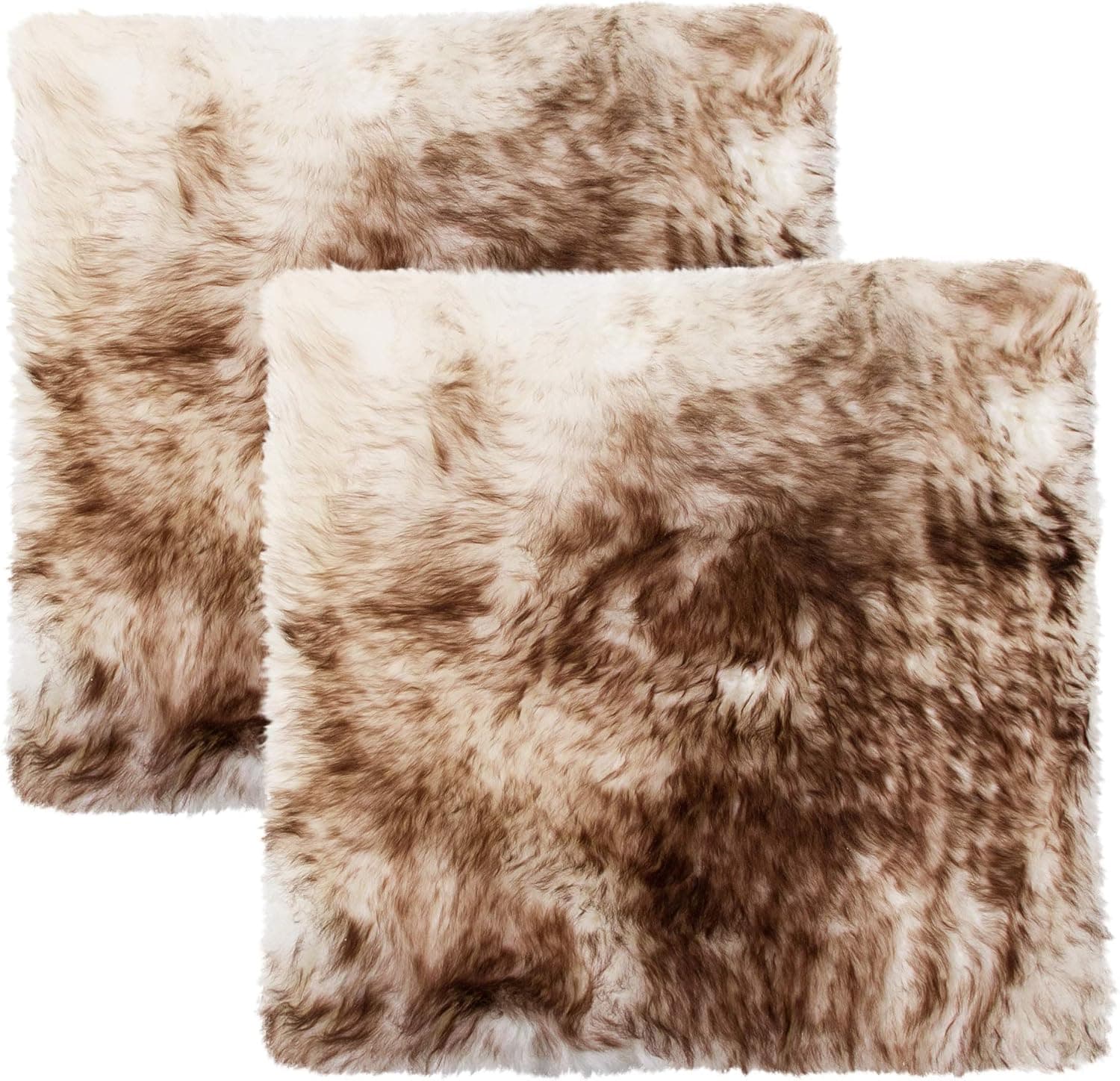 Set of 2, Natural Sheepskin Chairpad with Non-Slip Backing | 100% Real New Zealand Wool Sheepskin for Car Seat, Accent Chair, or Vanity Chair, Gradient Chocolate