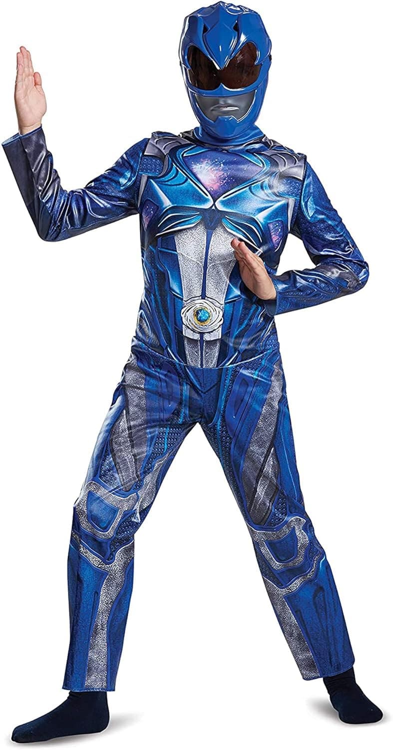 Disguise Blue Power Rangers Costume for Kids. Official Licensed Blue Ranger Classic Movie Power Ranger Suit with Mask for Boys & Girls