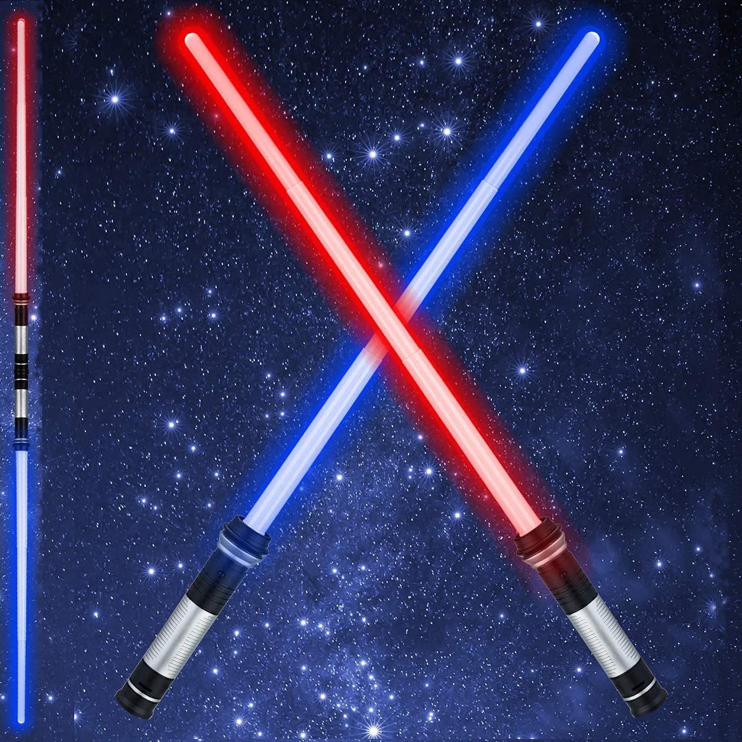FEROXO LED Light Saber Glow Sword - Dual Sabers 2-in-1 FX Double Bladed with 4 Colors and Sound Light Sword for Kids