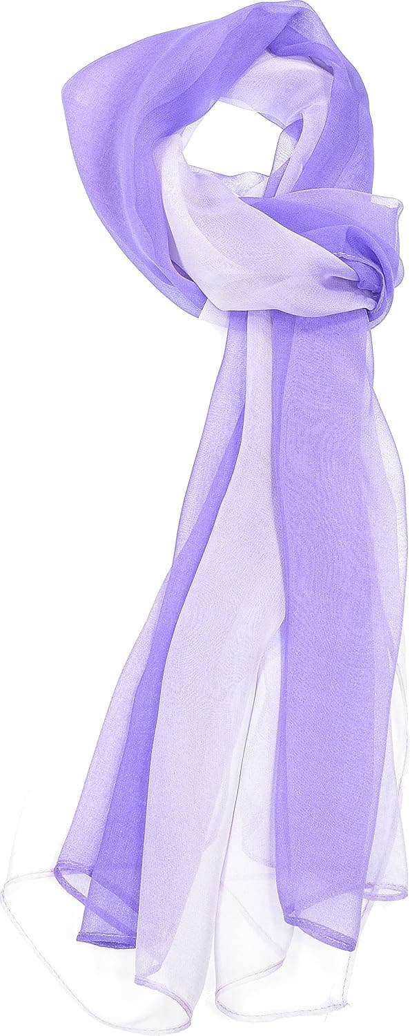 Hand By Hand™ Two-Tone Silk Blend Scarf Ombre Oblong Scarf Lightweight [10 Lavender](One Size)