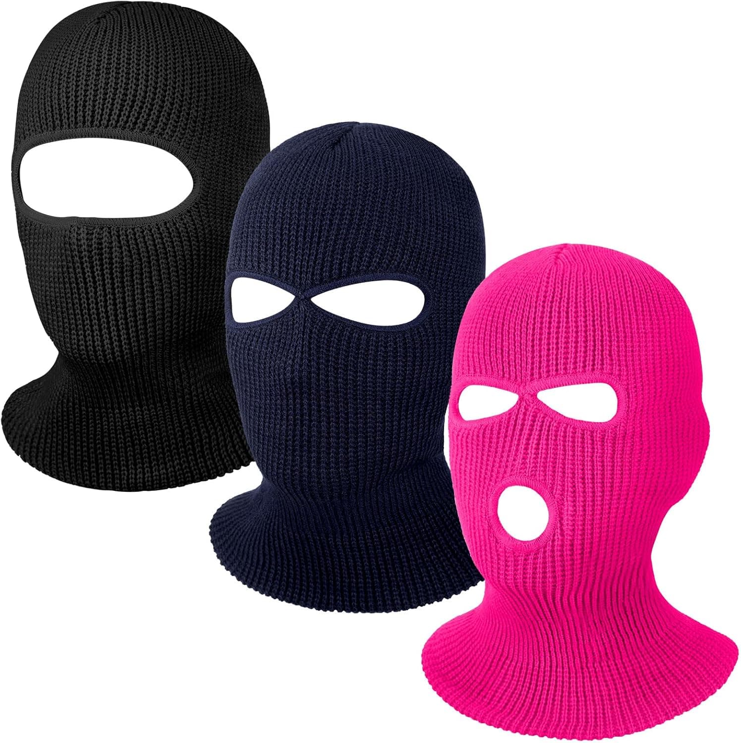 3 Pieces Knit Full Face Cover Winter Balaclava Face Covering Thermal Ski Cover for Adult