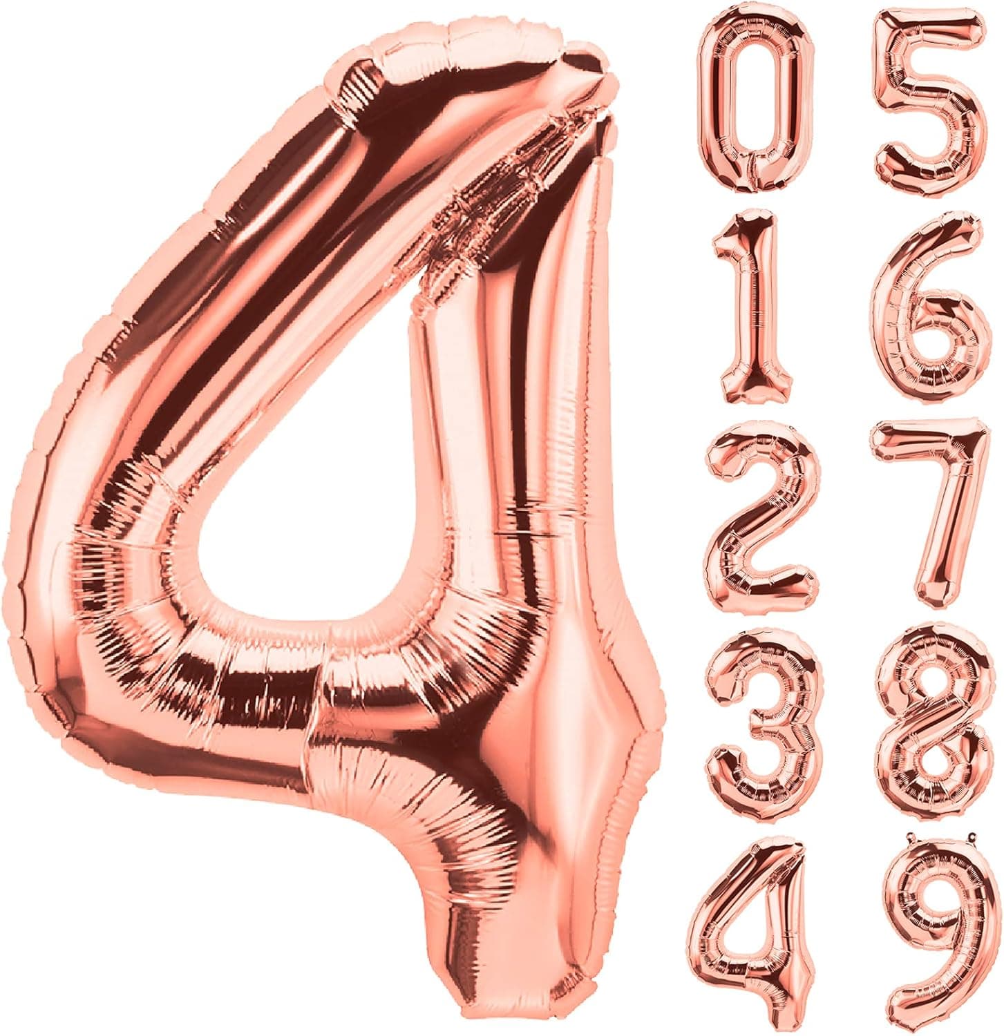 Rose Gold Number Balloons 32 Inch Giant Jumbo Helium Mylar Foil Mylar for Party Decorations, Party Supplies for Confession Proposal Wedding Girl Birthday Party (4)