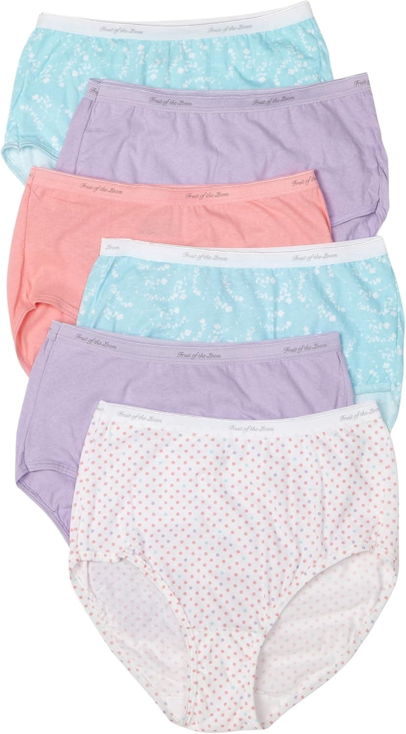 Fruit of the Loom Womens 6 Pack Cotton Thongs Panties