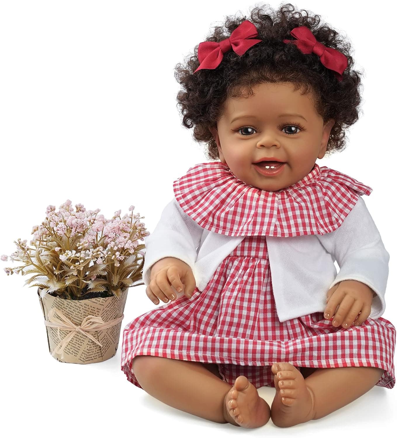 Lifelike Reborn Baby Dolls Black - 18 Inch African American Girl Realistic-Newborn Baby Dolls - Real Life Soft Body Reborn Dolls with Gift Set for Kids Age 3+1
