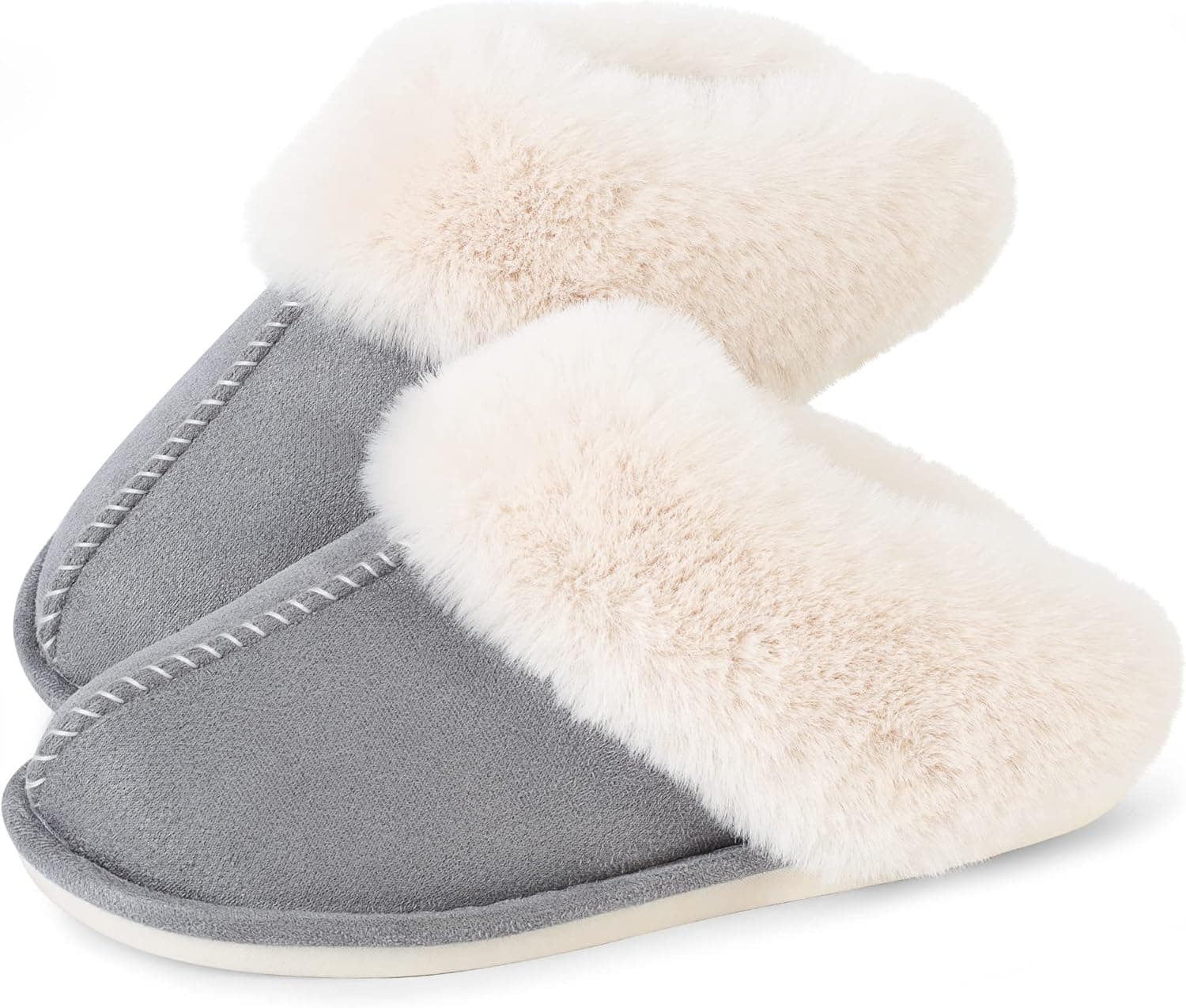 JANERIW Womens Slippers Cozy Warm Winter Slip On House Shoes Fluffy Soft Memory Foam Comfy Faux Fur Plush Anti-Skid Indoor/Outdoor