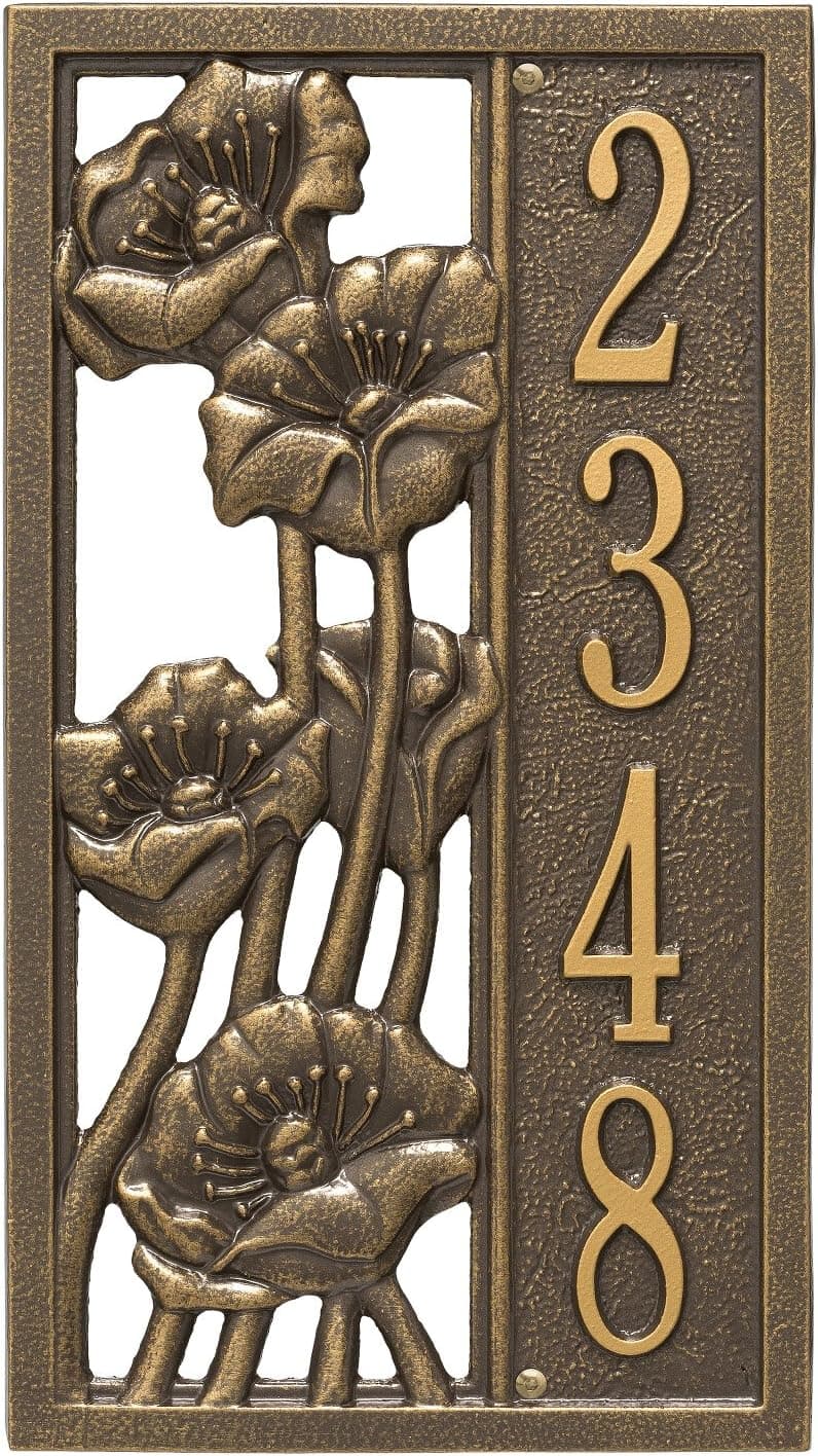 Whitehall Custom Flowering Poppies Vertical Address Plaque 16”H x 9”W (1 Line)