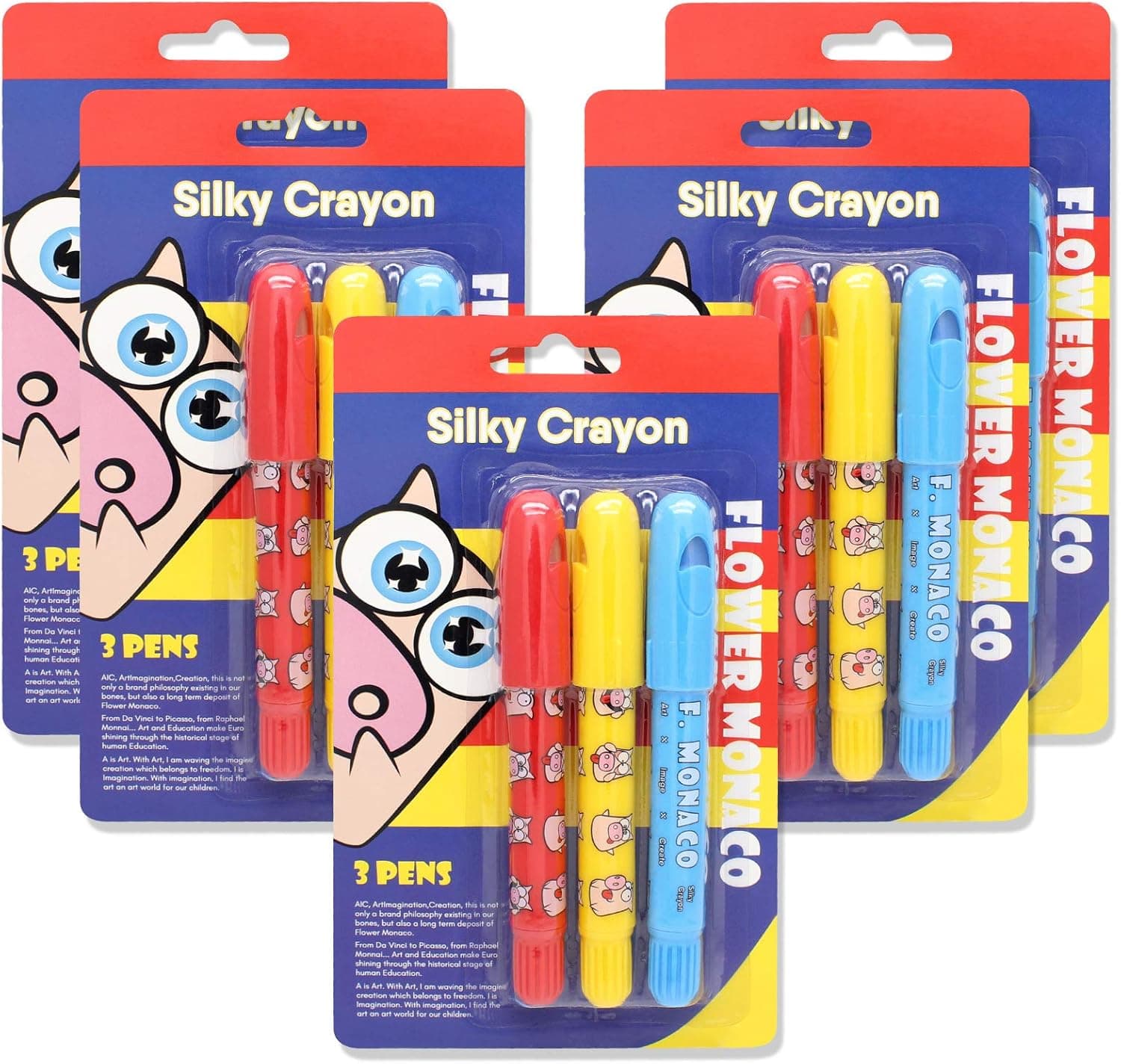 Crayons for Toddlers Ages 3-4, 5 Packs of 3 Colors Non Toxic Large Crayons, Bulk Crayons Pack, Great Party Favor, Stocking Stuffers, Safe for Babies, Kids and Children Flower Monaco