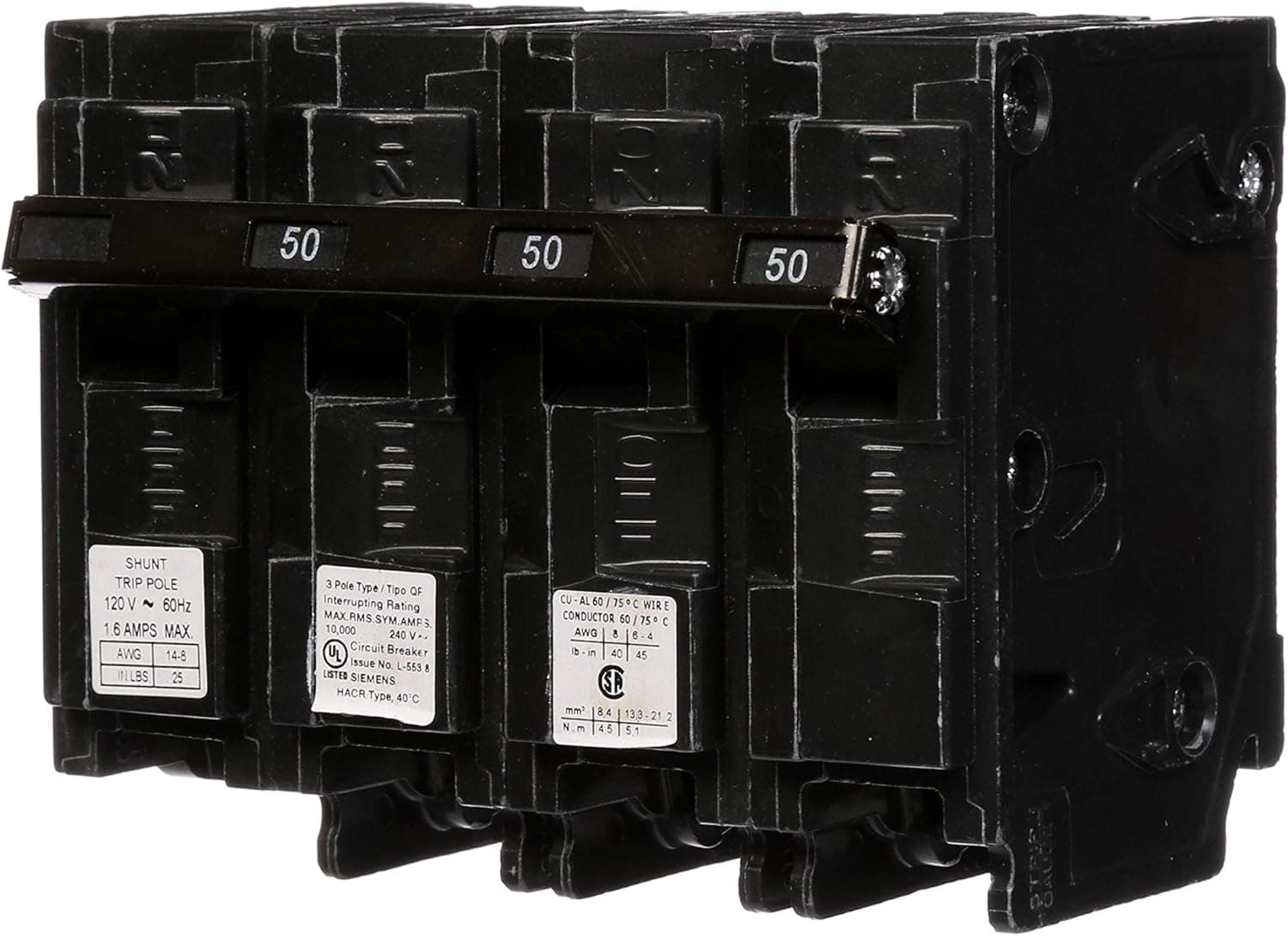 Siemens Q35000S01 240-Volt type MP-T 50-Amp Circuit Breaker with 120-Volt Shunt Trip Three pole