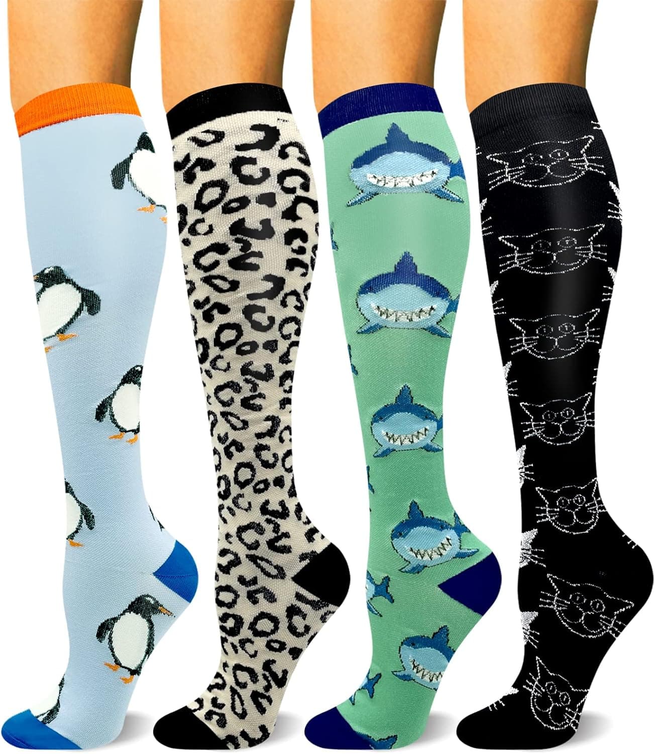 HLTPRO 4 Pairs Compression Socks for Women & Men - Best Support for Medical, Circulation, Nurses, Running, Travel