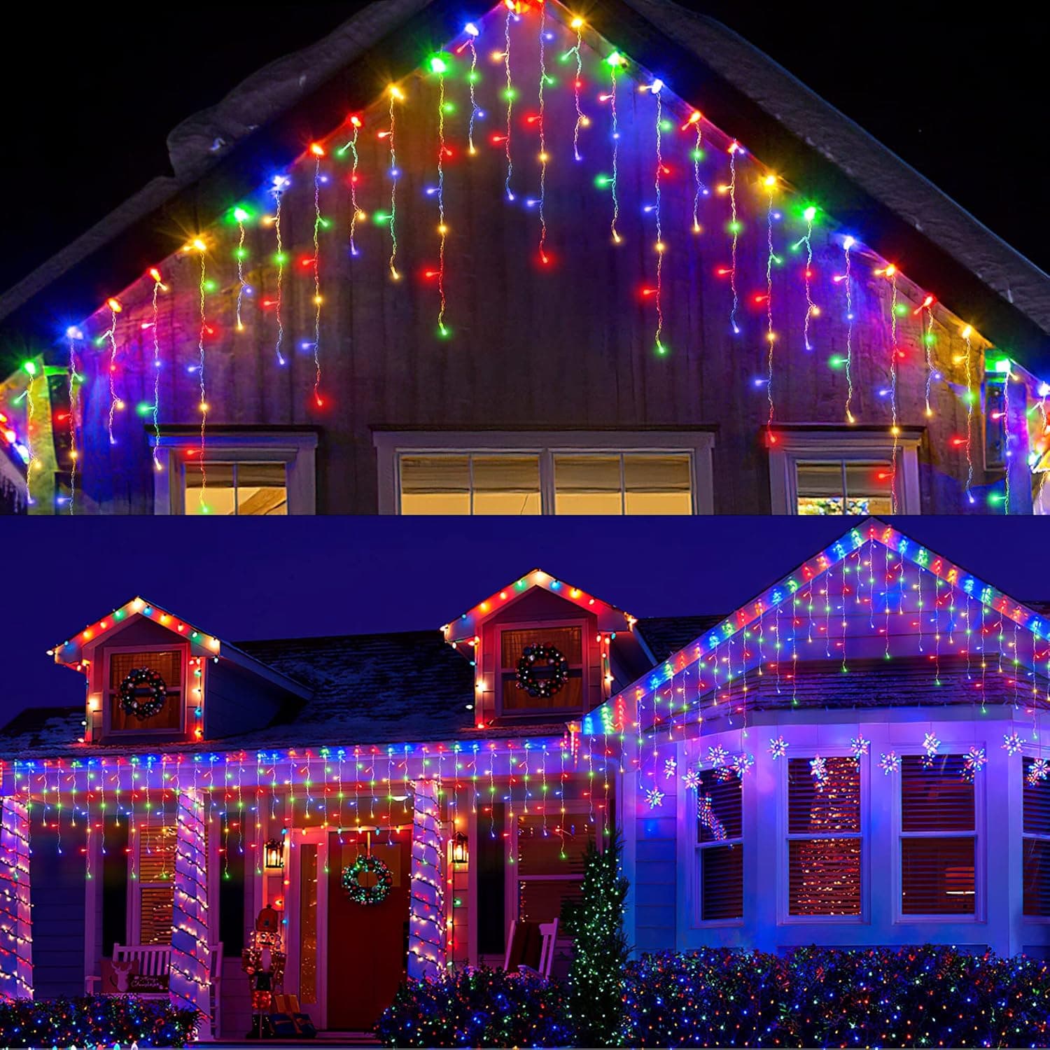 AmyHomie 400 LED Icicle Lights, Icicle Christmas Lights Outdoor Waterproof String Lights with 80 Drops, 8 Modes Indoor Halloween Lights for Wedding Party Holiday Xmas Decorations Multiclor