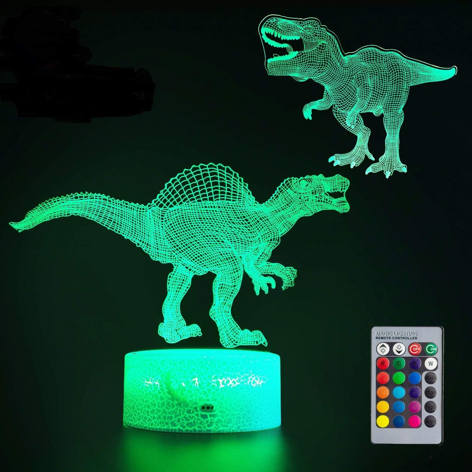 Dinosaur Night Light, Two Pattern and 16 Colors Change Decor Lamp with Remote Control for Kids Best Dinosaur Toys Birthday for Girls Boys (Dinosaur)