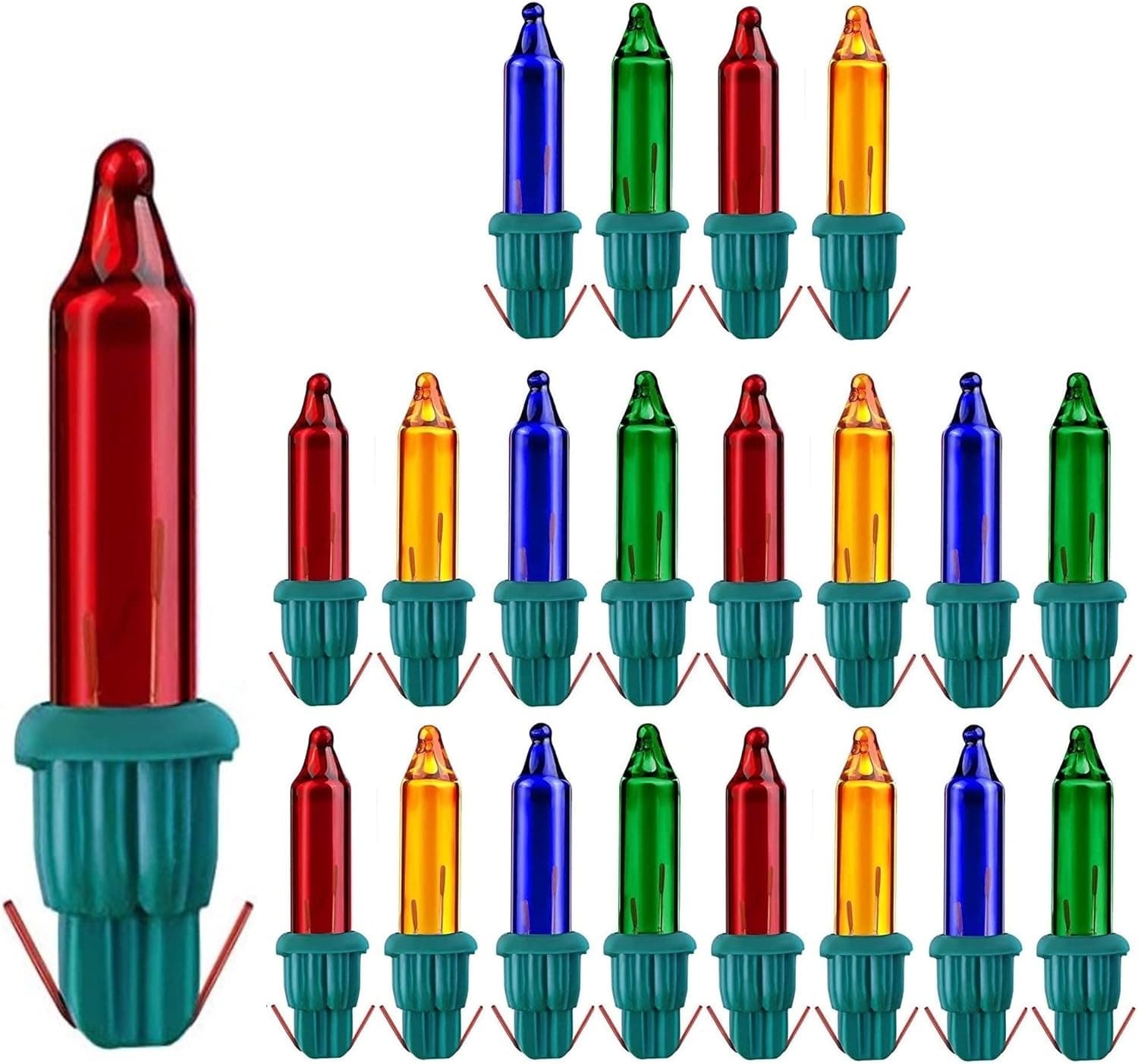 20 GE A Colors, 20x Mini 2.5 Volt V .425 Watt W Incandescent Mixed Color Christmas Light Glass Bulbs Replacement Tree Lights Assorted Incandescent by JLMissouri Please Read Description