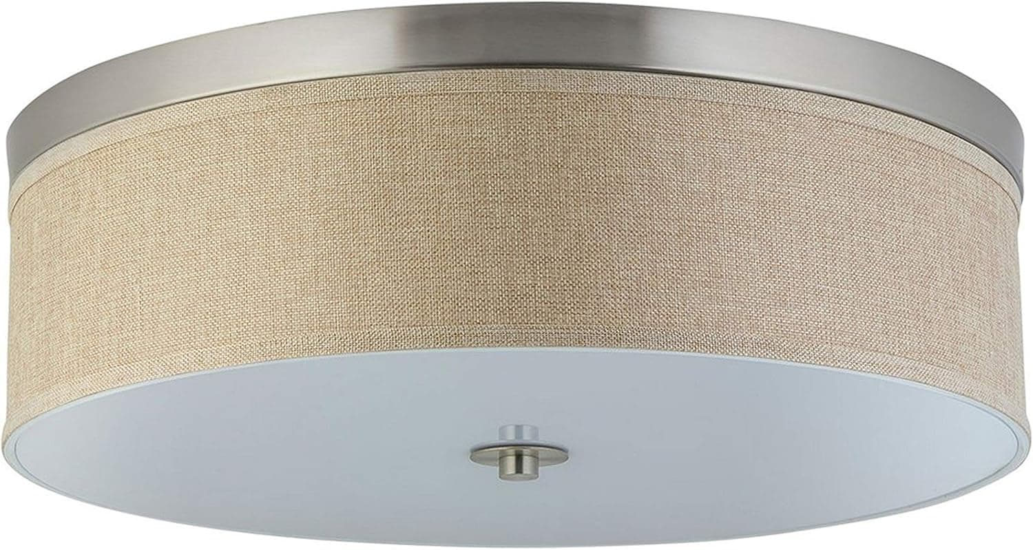 Linea di Liara Occhio 20.5” Flush Mount Ceiling Light - Brushed Nickel w/ a Linen Fabric Shade LL-C253-NL