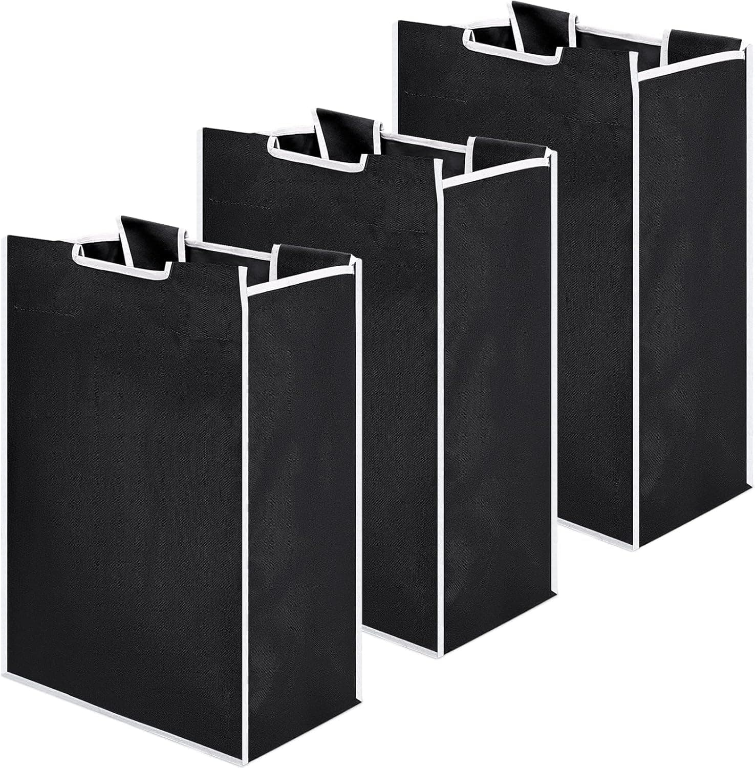 Laundry Sorter Replacement Bags Hamper Cart Removable Replacement Bags Laundry Storage Organizer Bag Laundry Hamper Liner, No Hooks 14.76 x 8.66 x 21.65 Inch (Black, 3 Pcs)