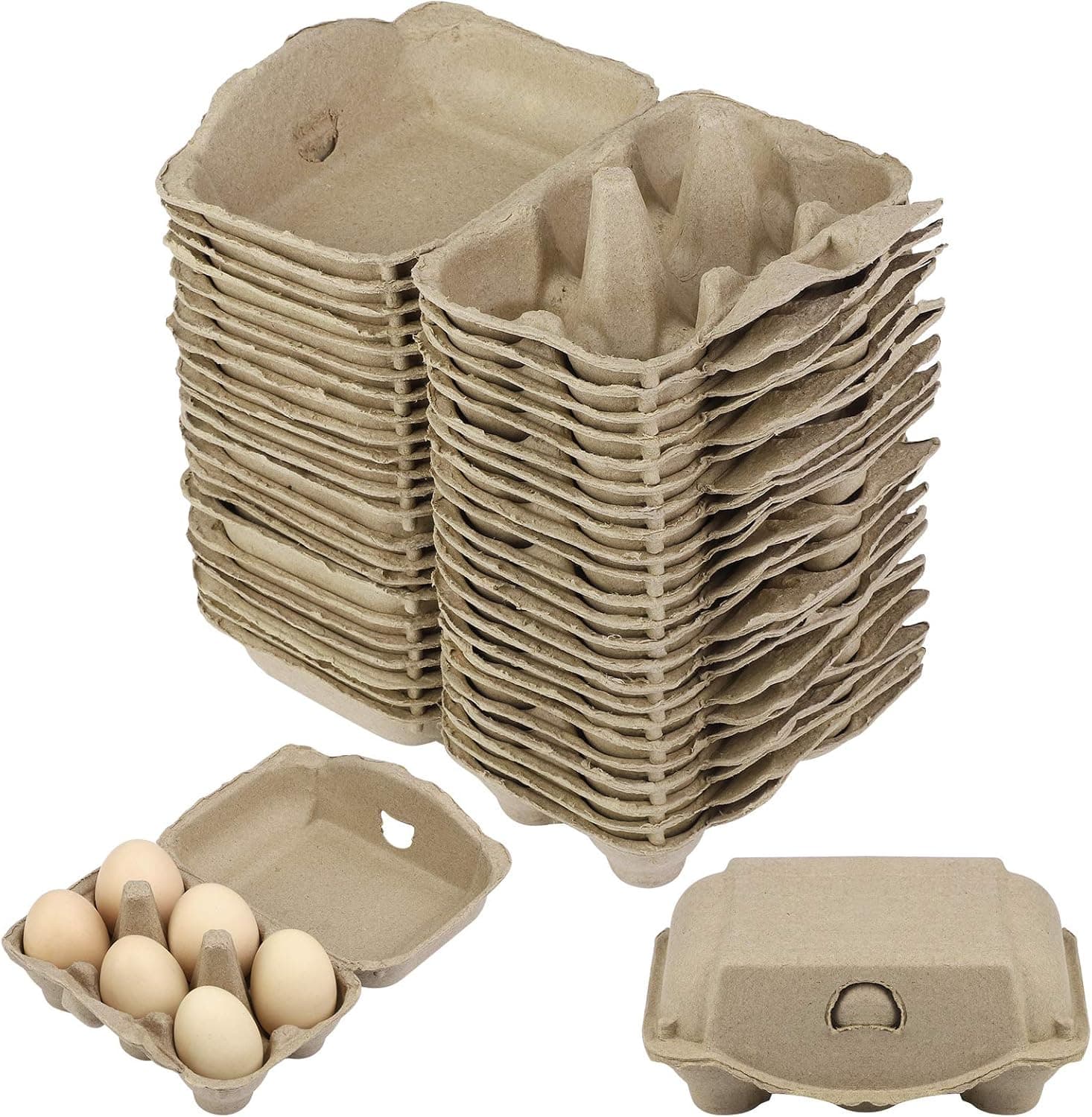 ADXCO 24 Pack Paper Egg Cartons Easter Reusable Egg Storage Natural Pulp Egg Cartons for Chicken Eggs Bulk Blank Egg Container Holds 6 Eggs For Storing Fresh Pasture Raised Eggs