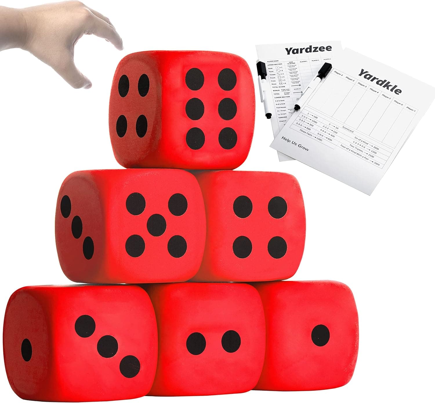 4 Inch Jumbo Foam Dice Set of 6 Yard Outdoor Games for Adults and Family Includes Elegant Carry Bag and Scoresheets