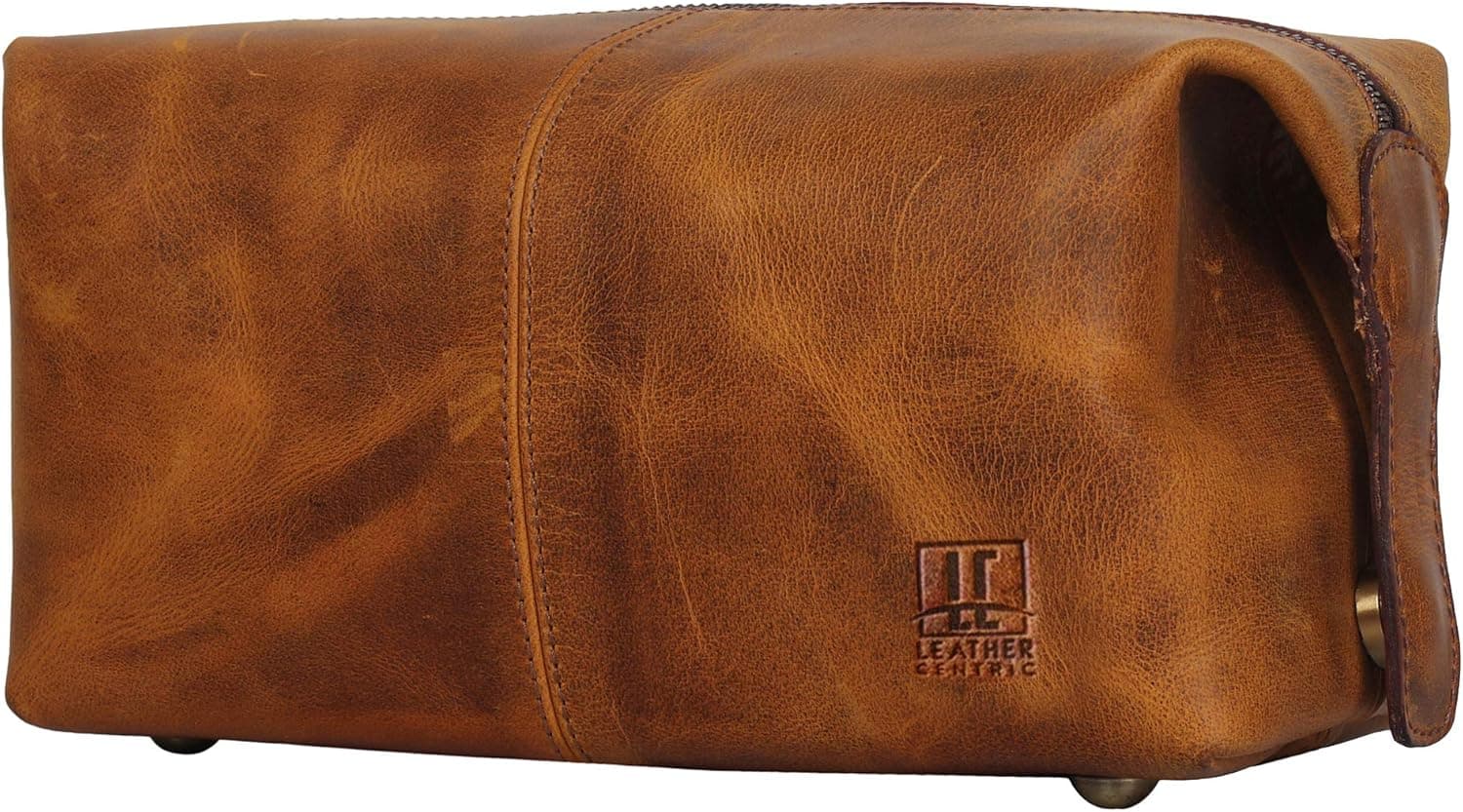 Leather Toiletry Bag for Men and Women - Practical Travel Dopp kit with Big Compartment for Storing all your Toiletries
