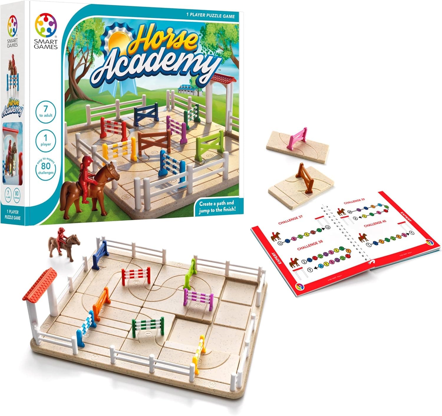 SmartGames Horse Academy Path-Building Game with 80 Challenges for Ages 7 to Adult