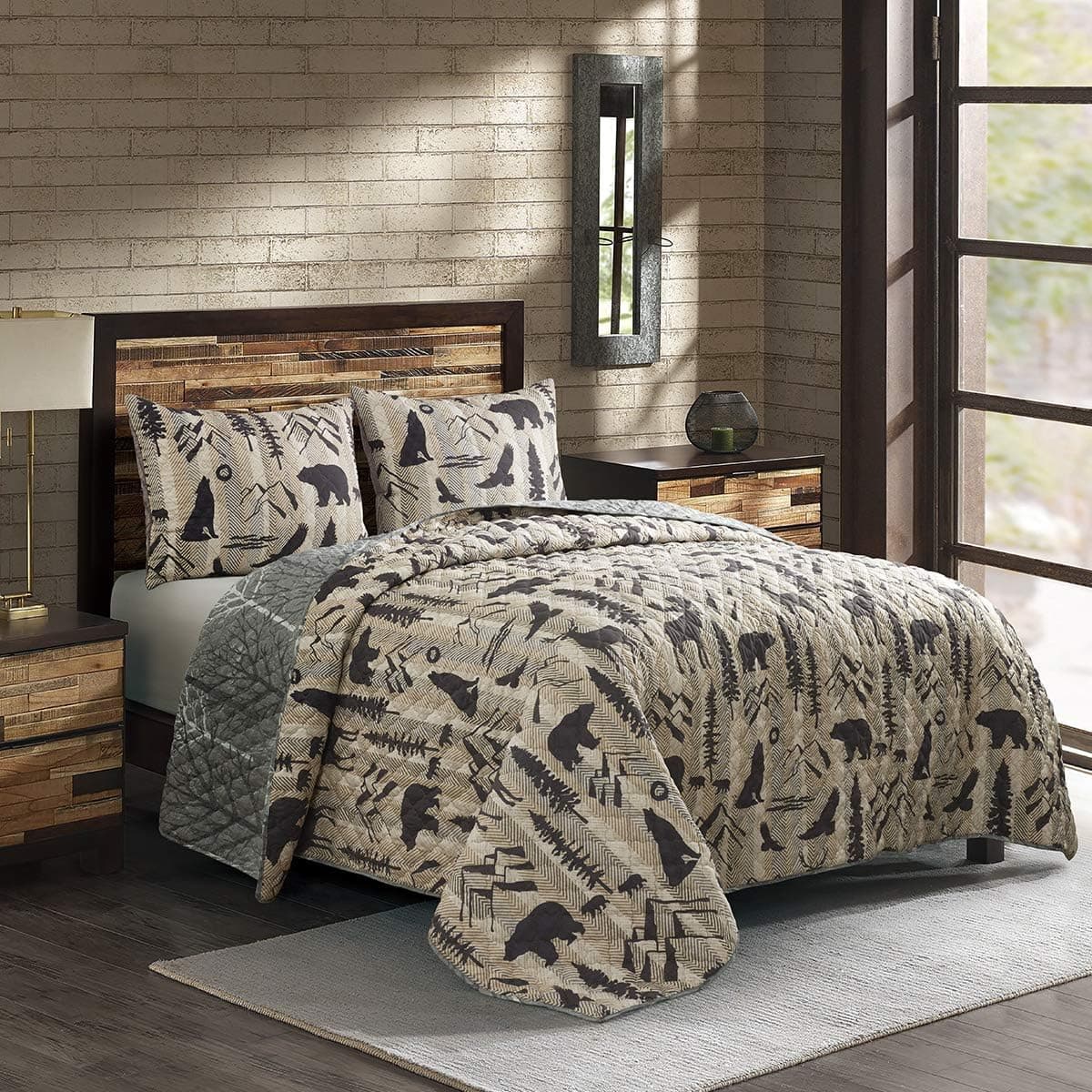 Donna Sharp Twin Bedding Set - 2 Piece - Forest Weave Lodge Quilt Set with Twin Quilt and One Standard Pillow Sham - Machine Washable