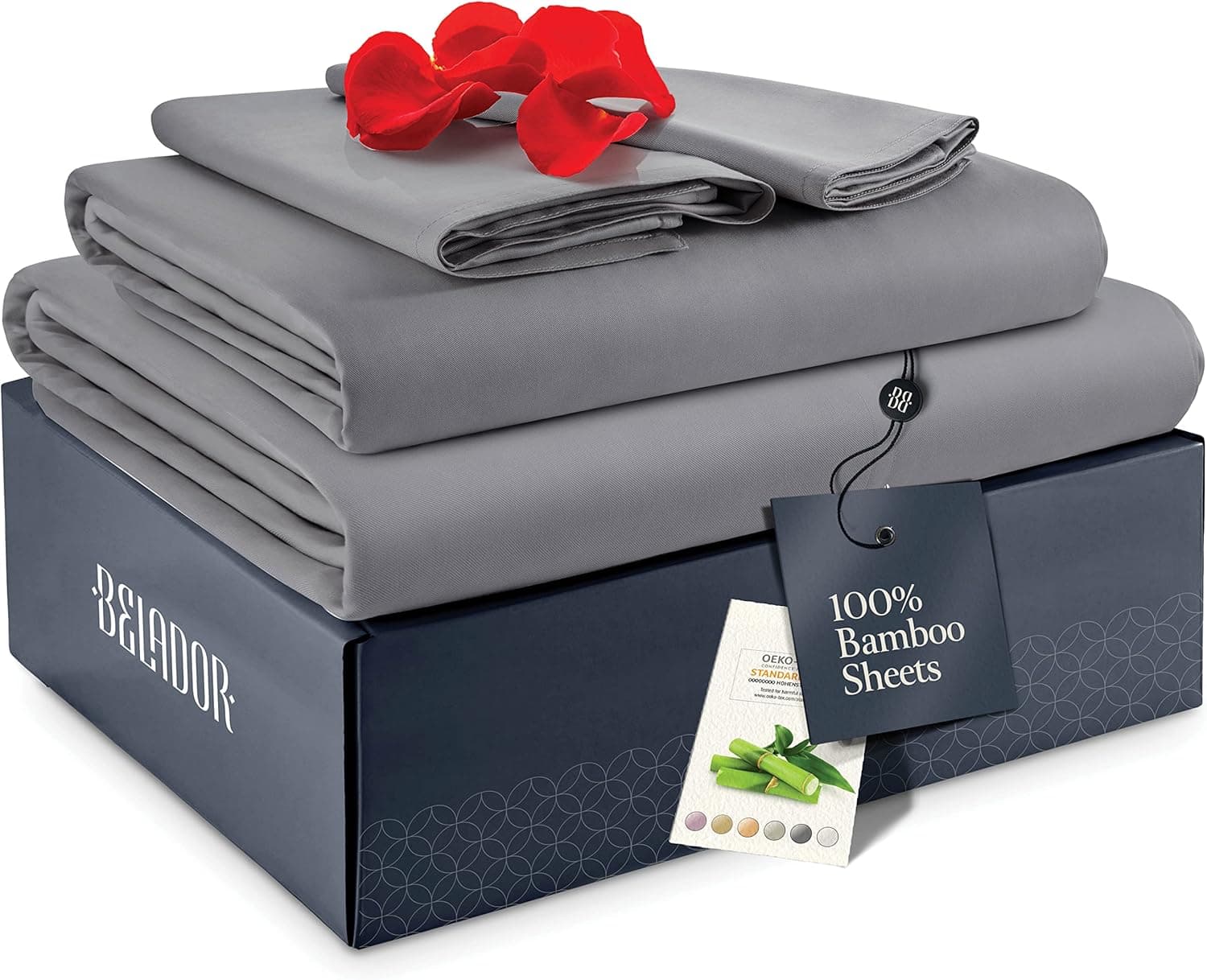 Organic Viscose Bamboo Sheets King - Silky Luxury Bed Sheets Cooling Sheets Set - Soft Satin Bed Sheet Set - 16 Inch Deep Pocket - Hotel Sheets Bedding Set Flat Sheet + Fitted Sheet + 2 Pillowcase