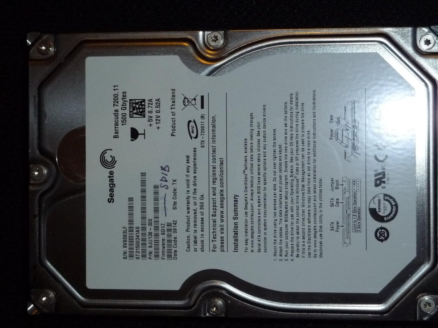 Seagate Barracuda 7200.11 1.5 Terabyte (1.5TB) SATA/300 7200RPM 32MB Hard Drive