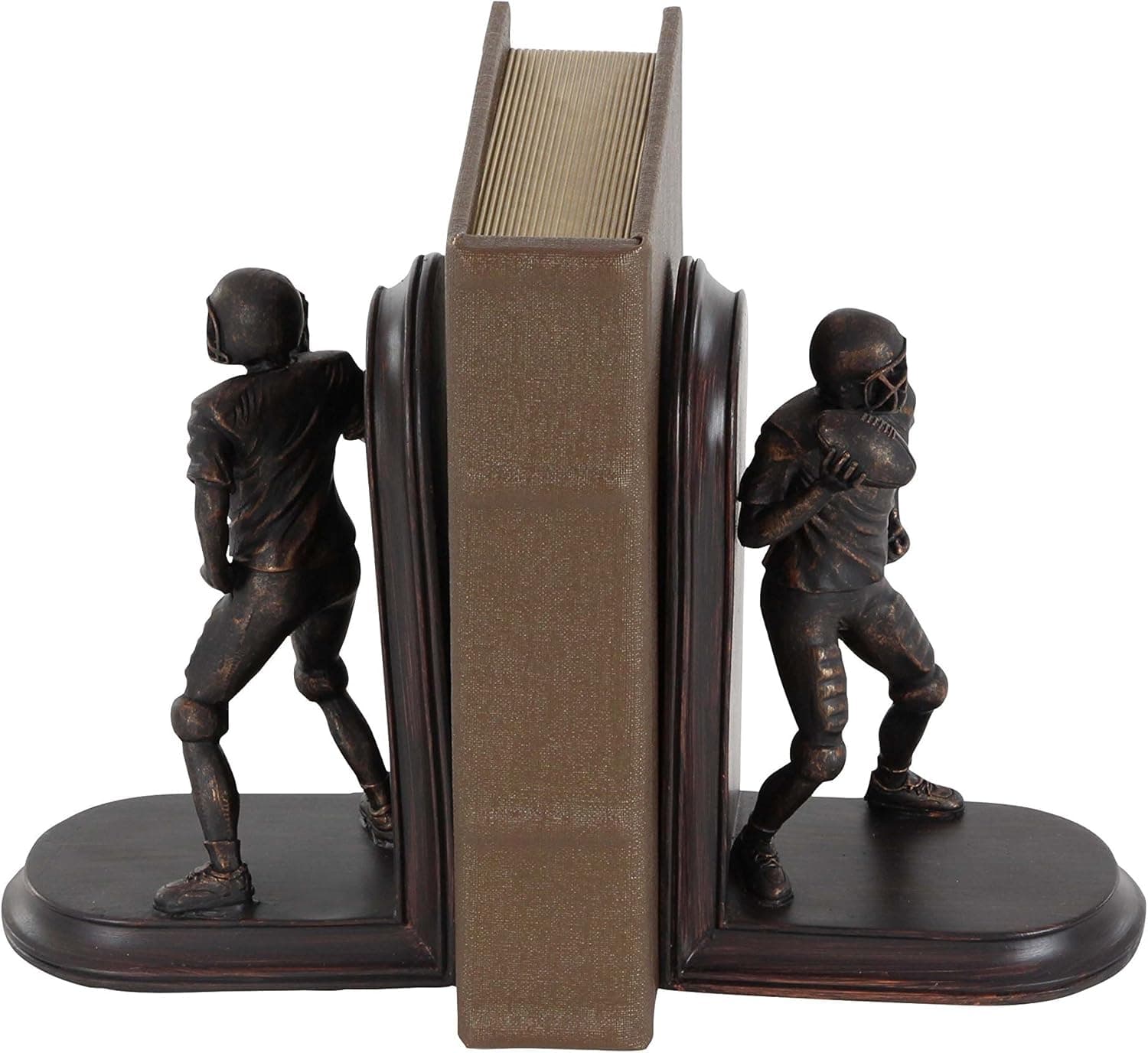 Deco 79 79029 Pair of Football Player Bookends, Brown