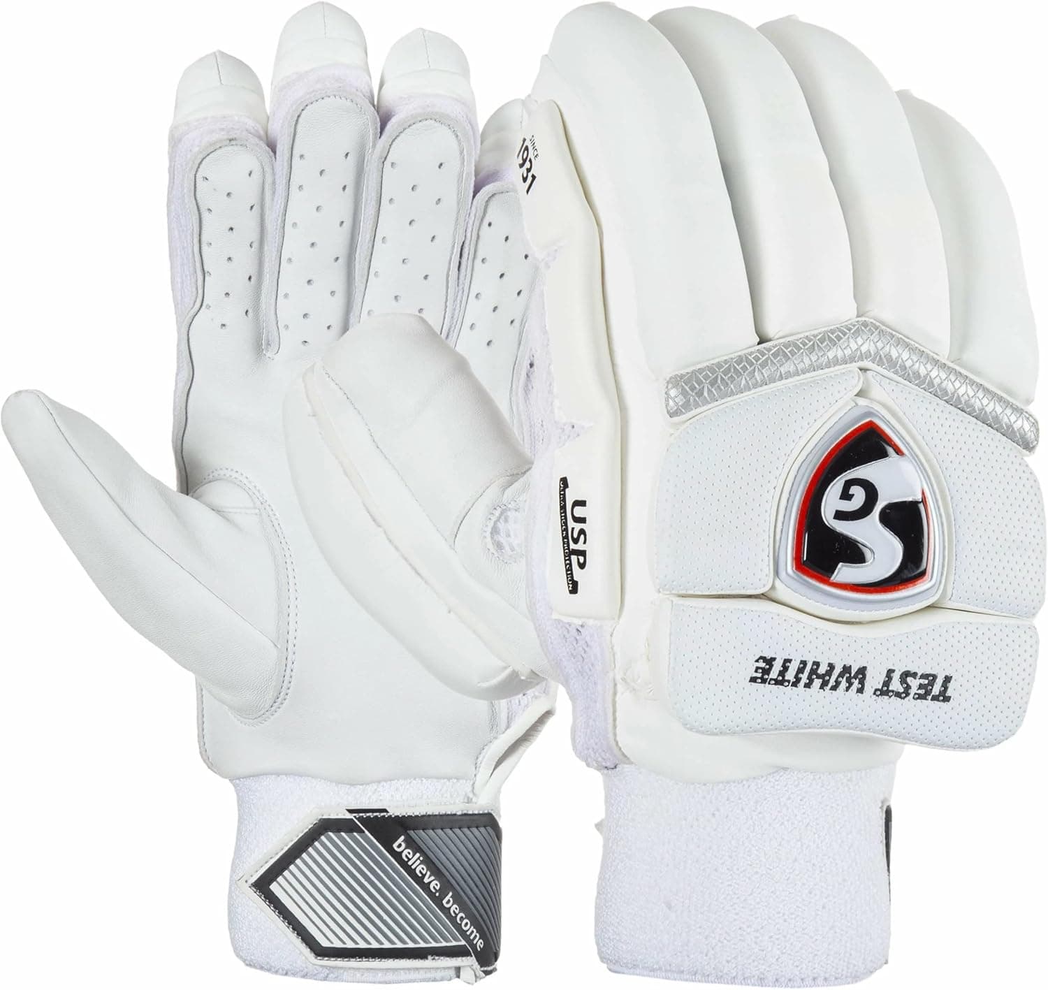 SG Test White Cricket Batting Gloves Mens Size