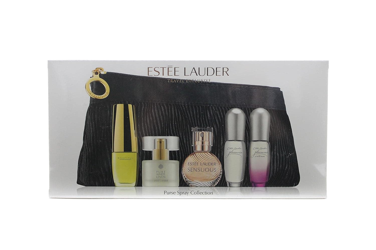 Estee Lauder Variety By Estee Lauder Gift Set For Women 5 Piece Mini Variety With Beautiful & Pleasures & Pleasures Intense & Pure White Linen & Sensous & Cosmetic Bag And All Are Edp Spray .14 Oz Minis