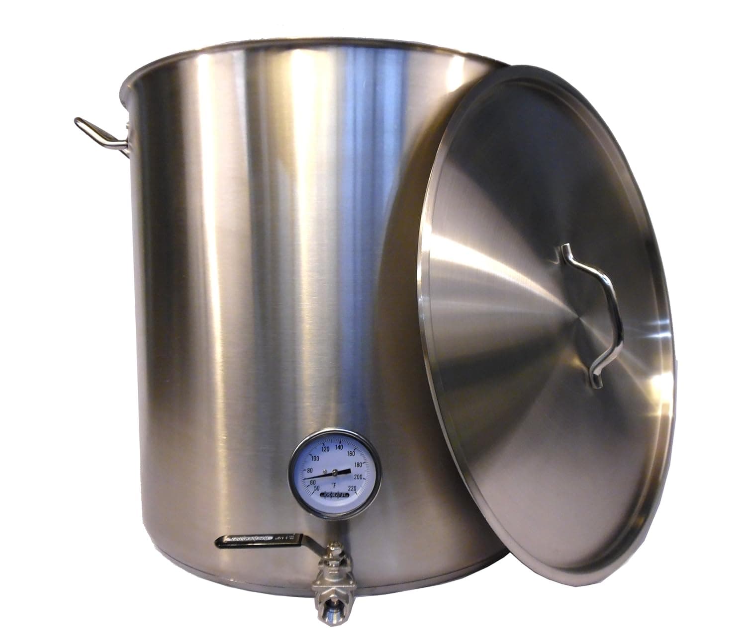 HomeBrewStuff 25 Gallon Heavy Duty Home Brewing Kettle w/Valve and Thermometer Commercial Grade NSF Rating