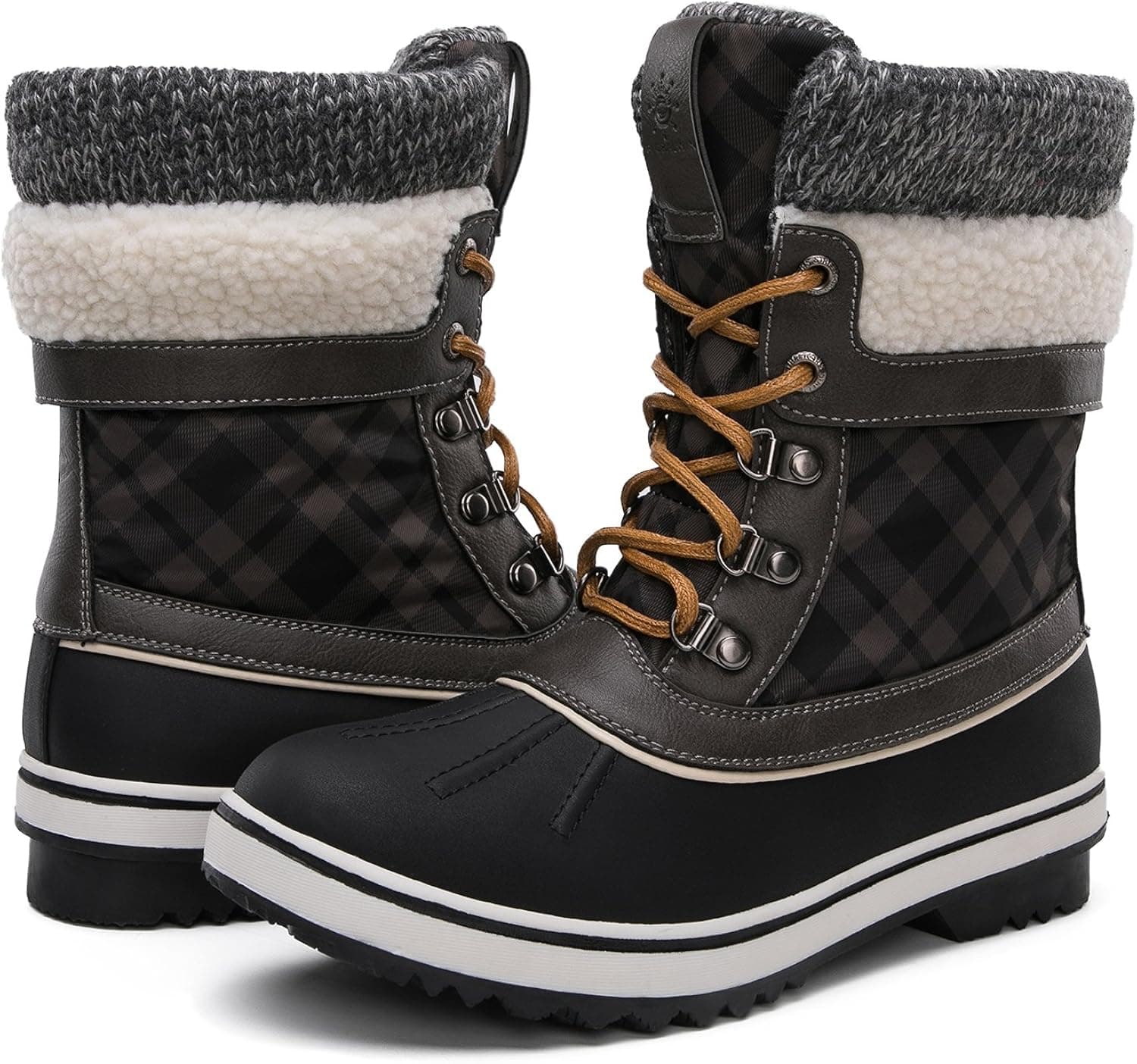 GLOBALWIN Women's Winter Snow Boots Black/Grey 8 M US