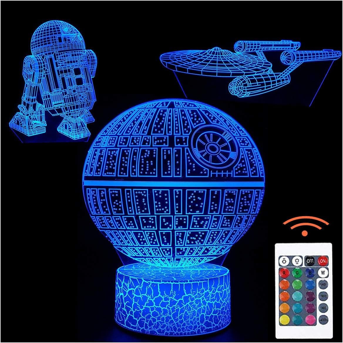 Kdbdkswx 3D Illusion Night Light Visual Creative LED Desk Lamp Touch Control 7 Color Change for Home Decorations or Kids Holiday Gifts (3 Pattern)