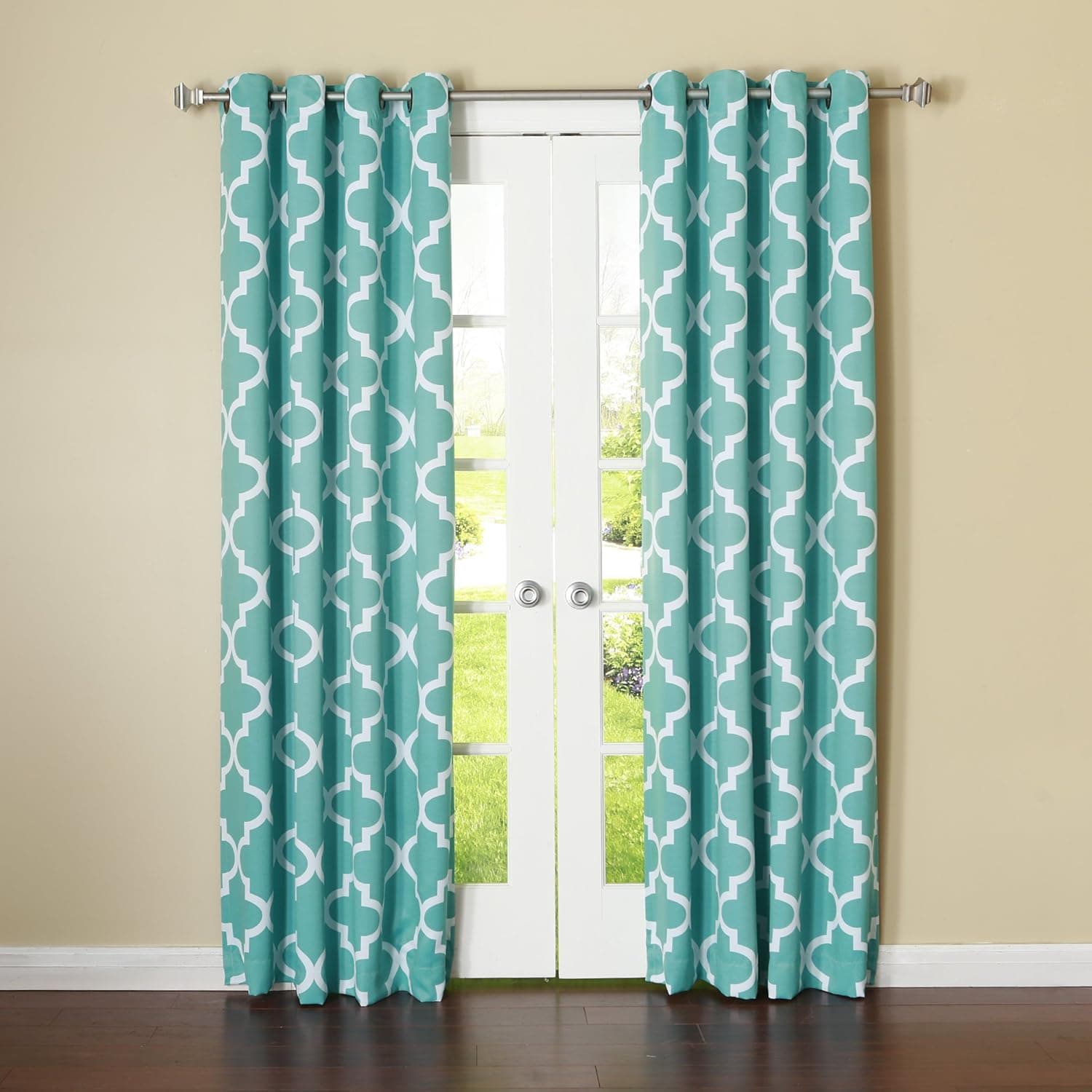 Best Home Fashion Room Darkening Morrocan Print Curtains - Antique Bronze Grommet Top - Blue- 52" W X 84" L - (1 Panel)