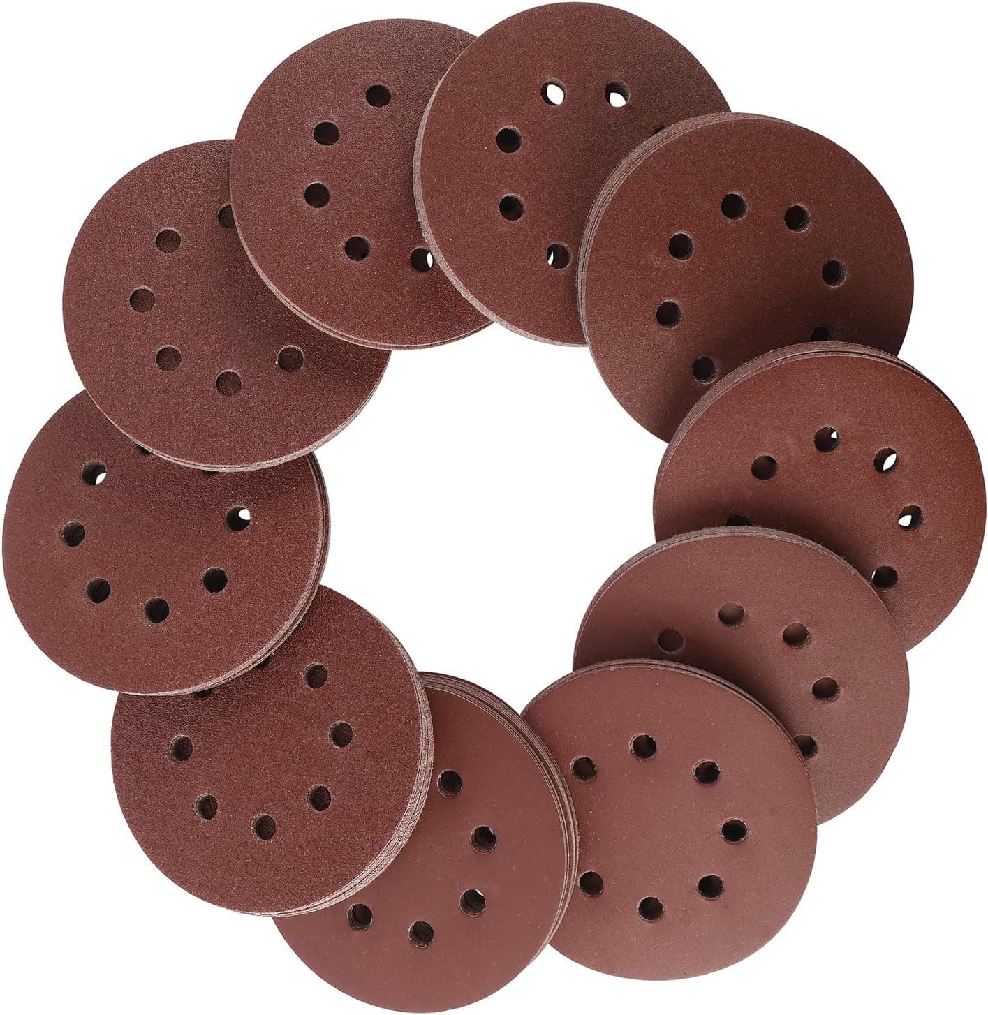 YaeMarine 150-piece Sandpaper Set - 5-Inch 8-Hole Sanding Discs 10 Grades Include 60, 80, 100, 120, 150,180, 240, 320, 400, 600 Grits, for Random Orbital Sander