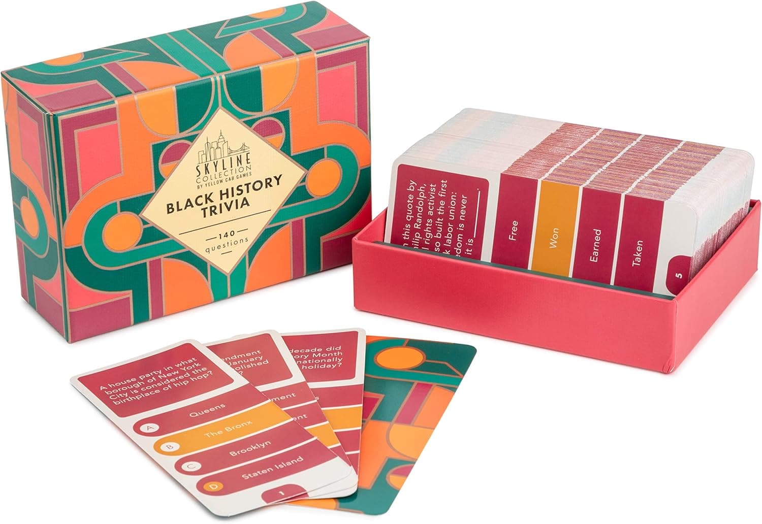 Yellow Cab Games - Black History Trivia, 140 Question Cards - Game Night Entertainment for Families & Friends, 2+ Players - Test Your Knowledge with Our Unique Skyline Collection Trivia Sets