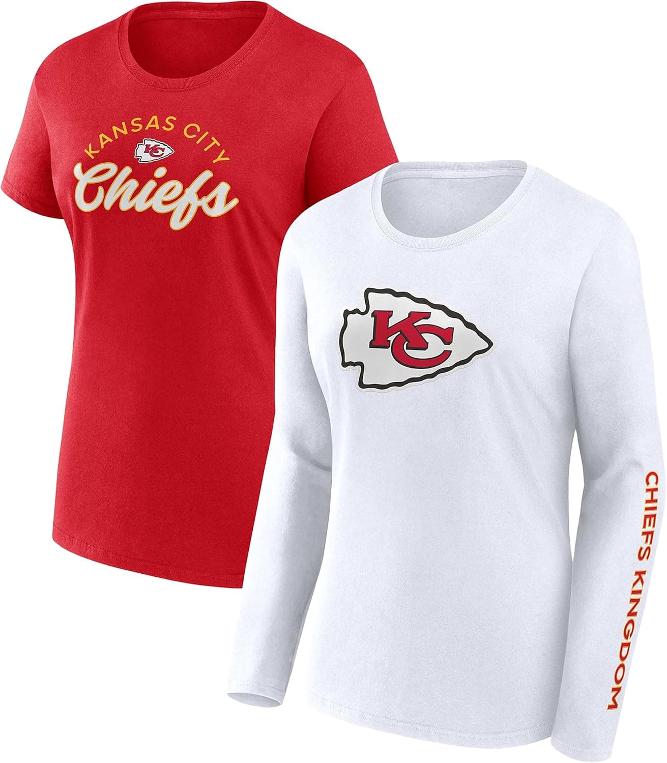 Fanatics Women's Red/White Kansas City Chiefs Short & Long Sleeve T-Shirt Combo Pack