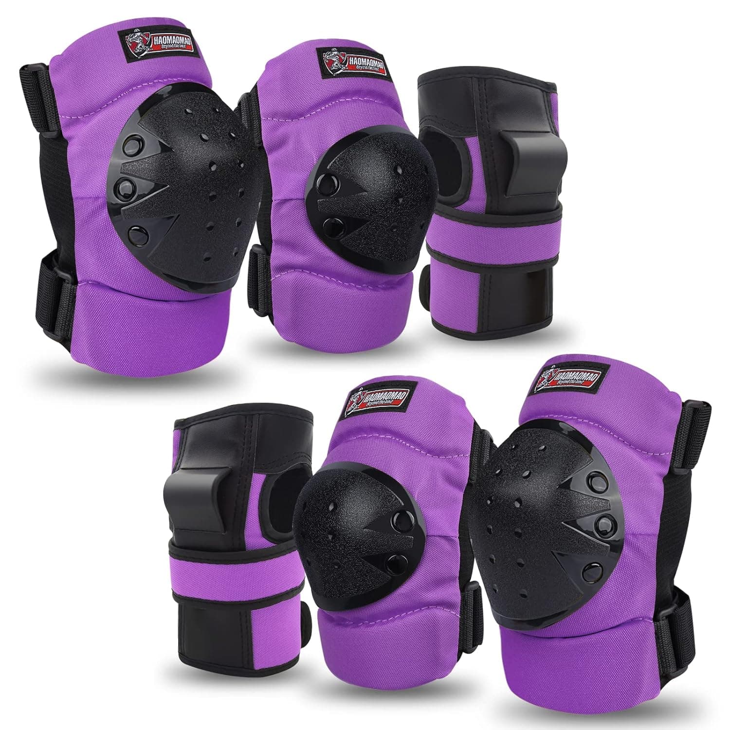 Haomaomao Adult/Child Knee Pads Elbow Pads Wrist Pads Protective Gear Set,for Youth Skateboarding Cycling Skateboard Riding Roller Bike Inline Skating Biking BMX Bicycle Scooter Skates Outdoor Sports