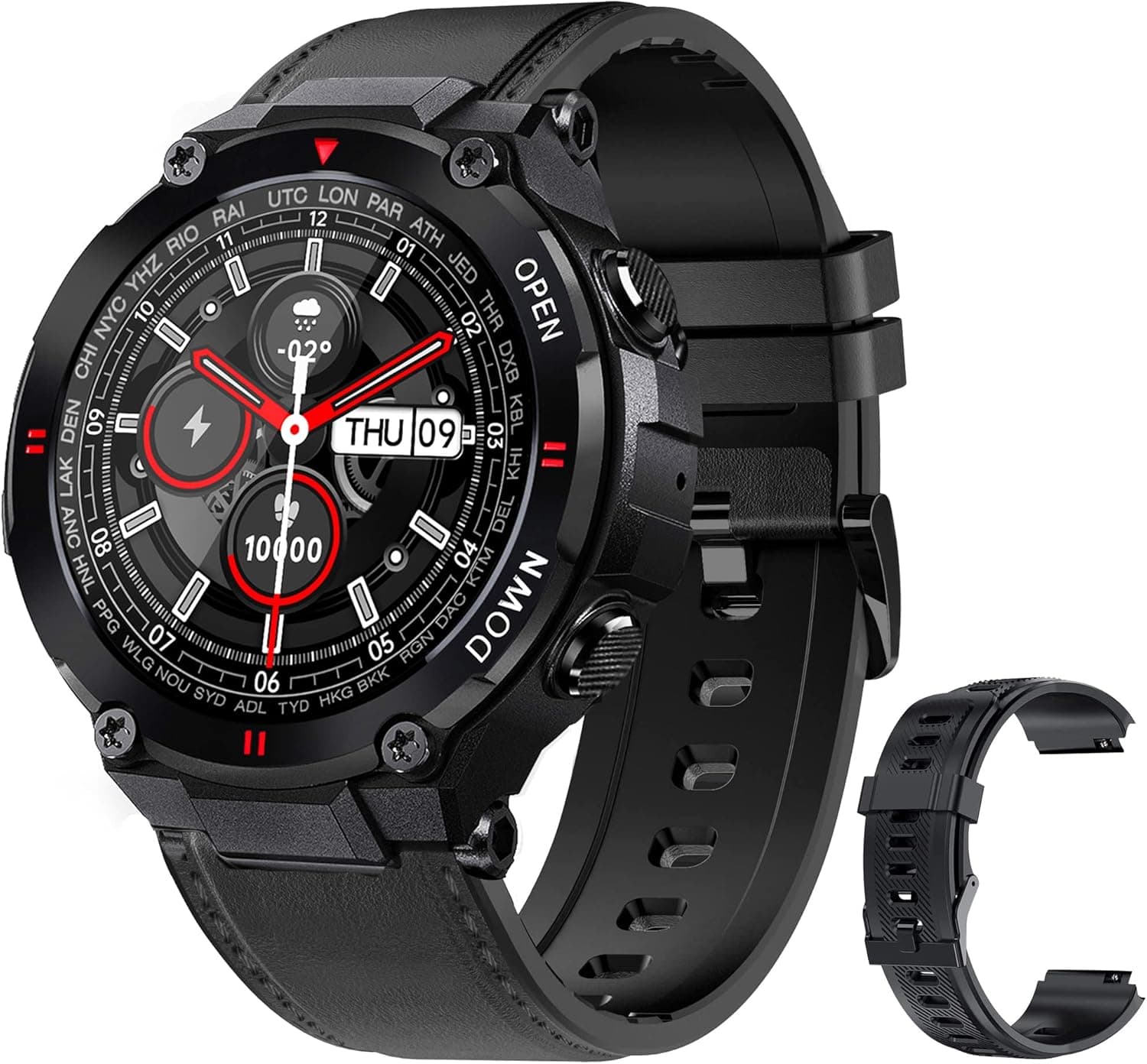 Smart Watch for Men with Call Answer/ Dial, Military Smartwatch with Heart Rate Blood Oxygen Monitor Sleep Tracker Message Reminder Waterproof Pedometer Fitness Tracker for iOS Android Phones
