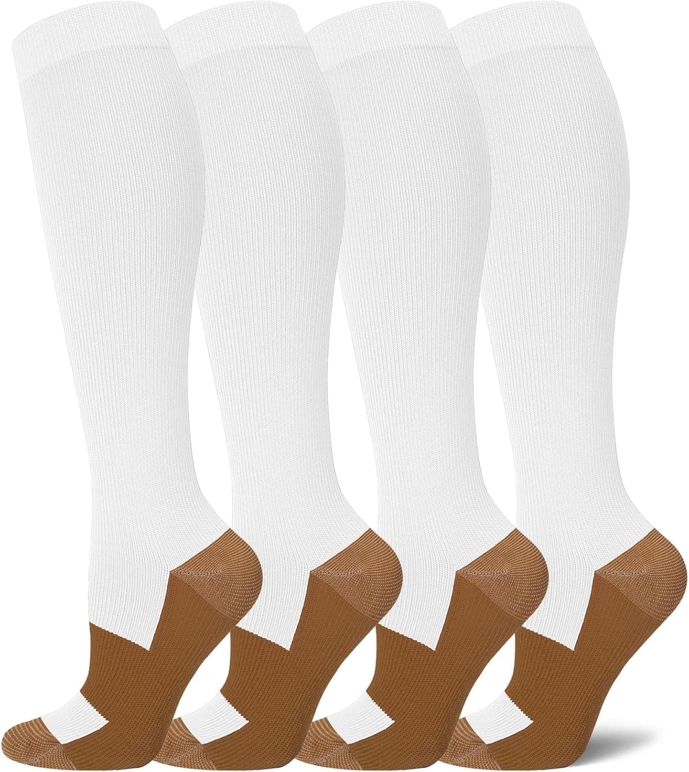 ACTINPUT Copper Compression Socks Men Women Circulation 4 Pairs-Best Support for Nurses,Runningl,Cycling