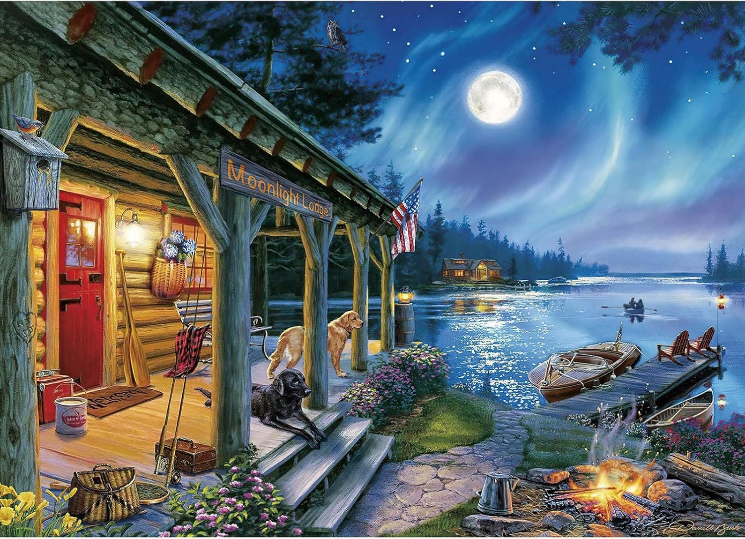 Lekebaby Jigsaw Puzzles for Adults and Kids 14+ Aged - Moonlight Cottage 1000 Pieces Floor Puzzles Educational Indoor Activity
