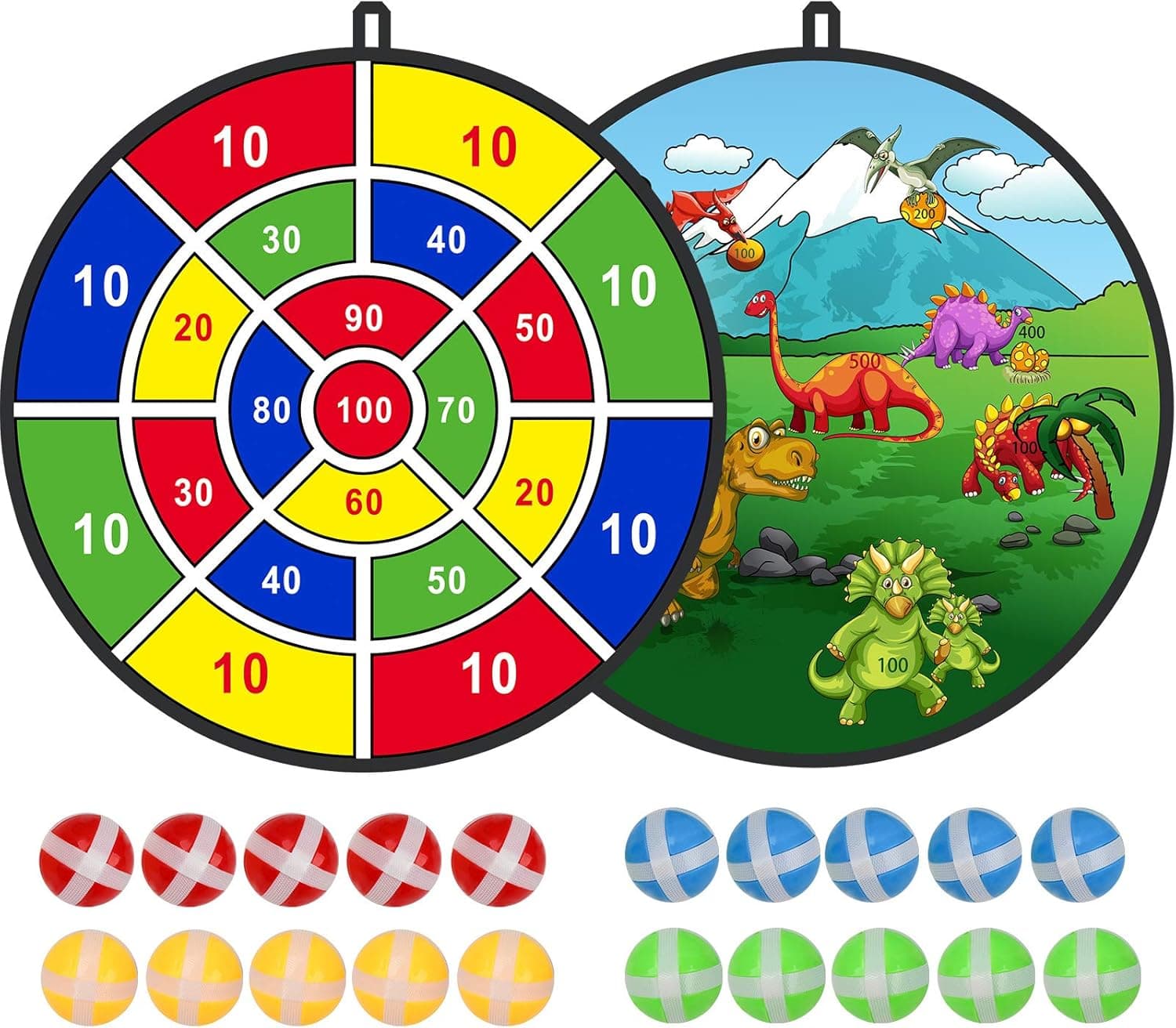 2 Pack 29” Board Games for Kids, Large Dart Board for Kids with 20 Sticky Balls, Indoor/Sport Outdoor Play Game Toys, Birthday Gifts for 3 4 5 6 7 8 9 10 11 12 Year Old Boys Kids Girls Toddlers