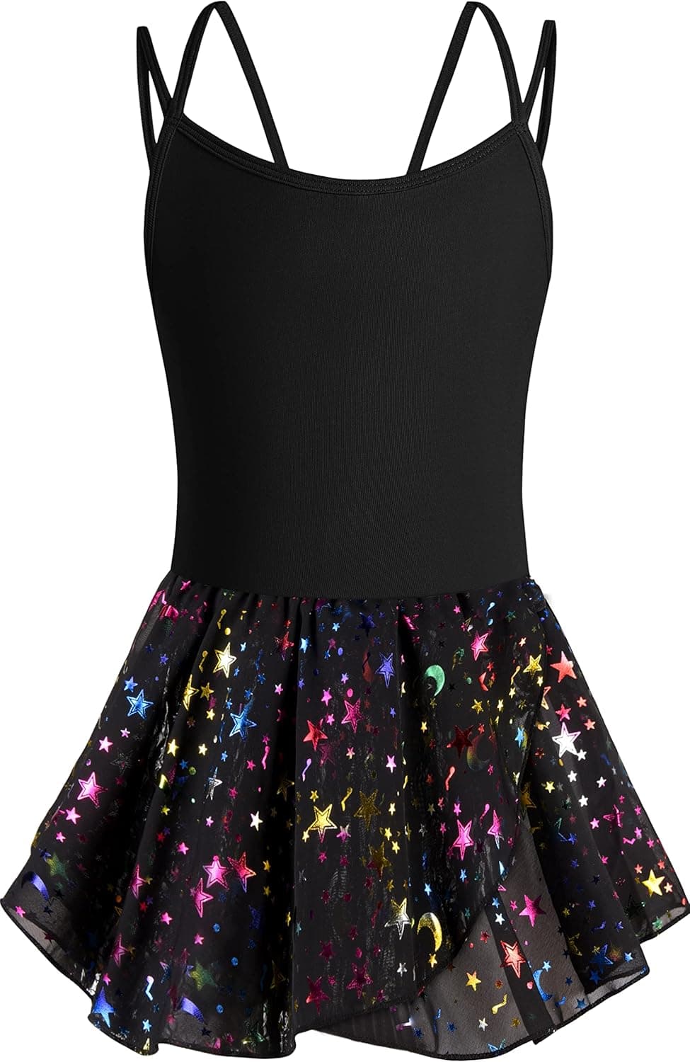 WYHDY Girls Ballet Leotards for Dance Camisole Dress Hollow Crisscross Back,Shiny Skirt