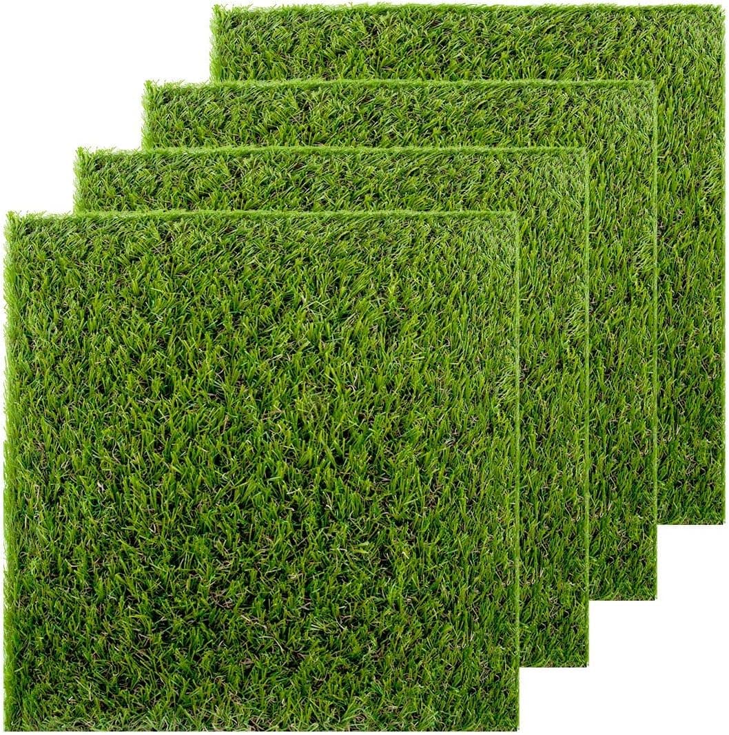 Artificial Grass Square Tiles 12" x 12" Life-Like Fairy Fake Grass Tile Miniature Ornament Garden Dollhouse DIY Grass Decor