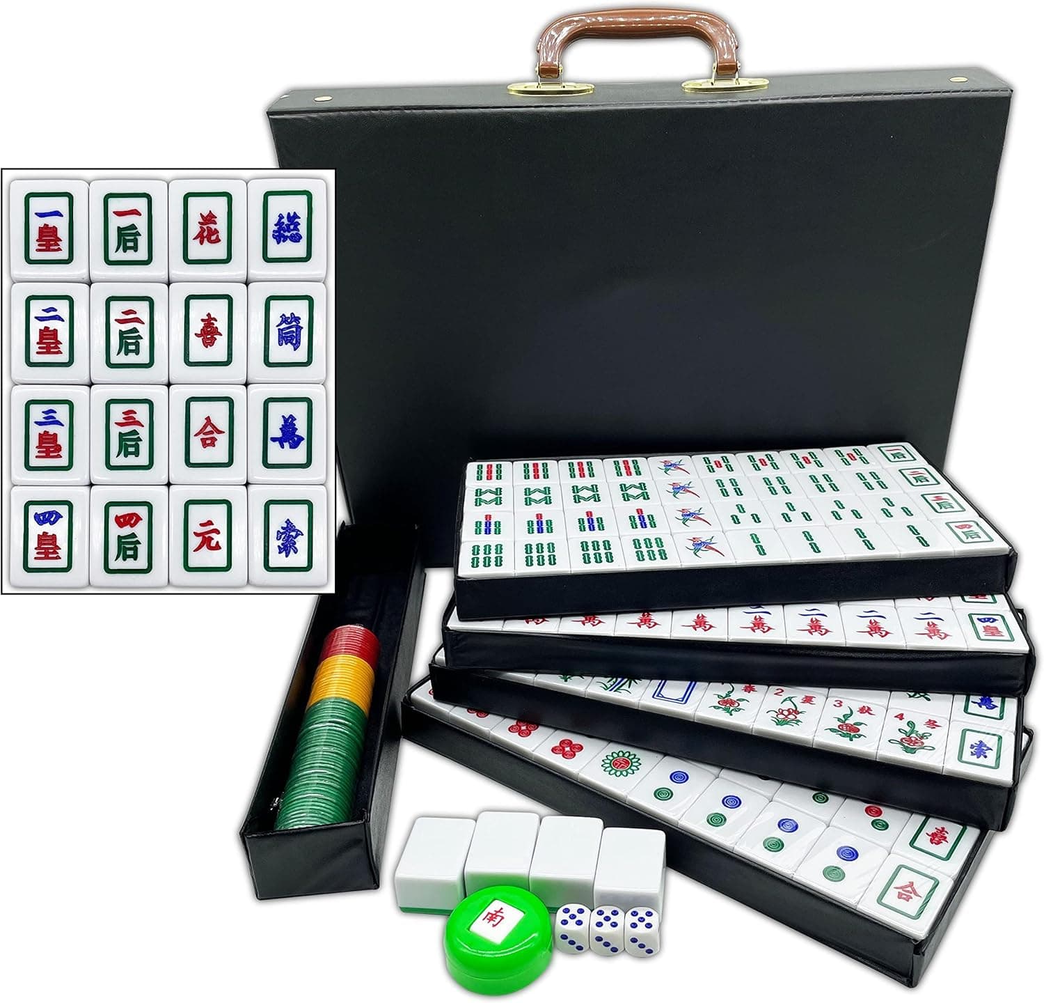 Mose Cafolo Chinese Vietnamese Mahjong Game Set 160 X-Large 1.5" Melamine Tile for Chinese,Vietnam & American Mahjongg Rule with Carrying Travel Case (Mạt chược Việt NAM, Mah-Jongg, Mah Jongg)