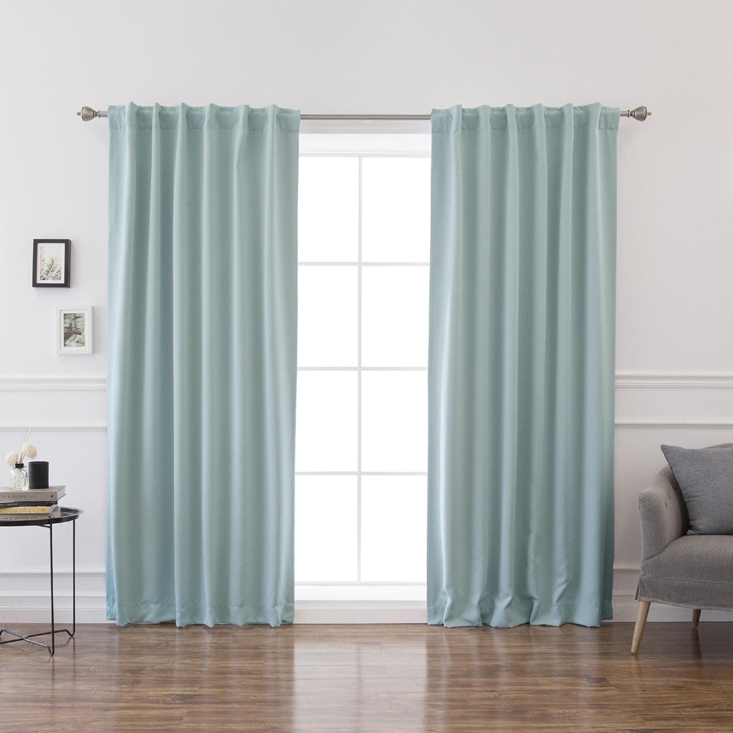 Best Home Fashion Thermal Insulated Blackout Curtains - Back Tab/Rod Pocket - 52" W x 84" L - Mint (Set of 2 Panels)